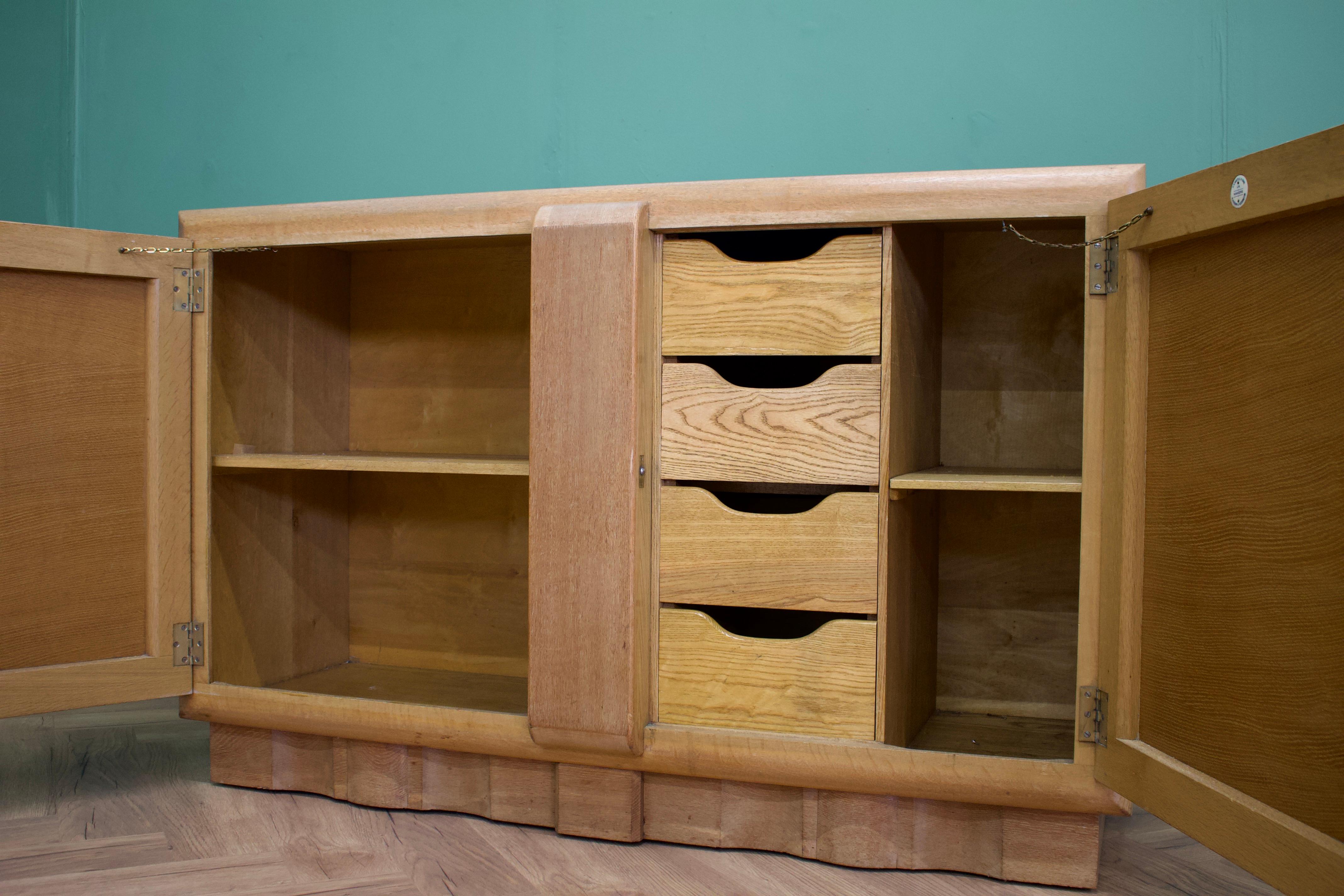 Art Deco Limed Oak Sideboard from RH Whittle and Sons, 1930s 4