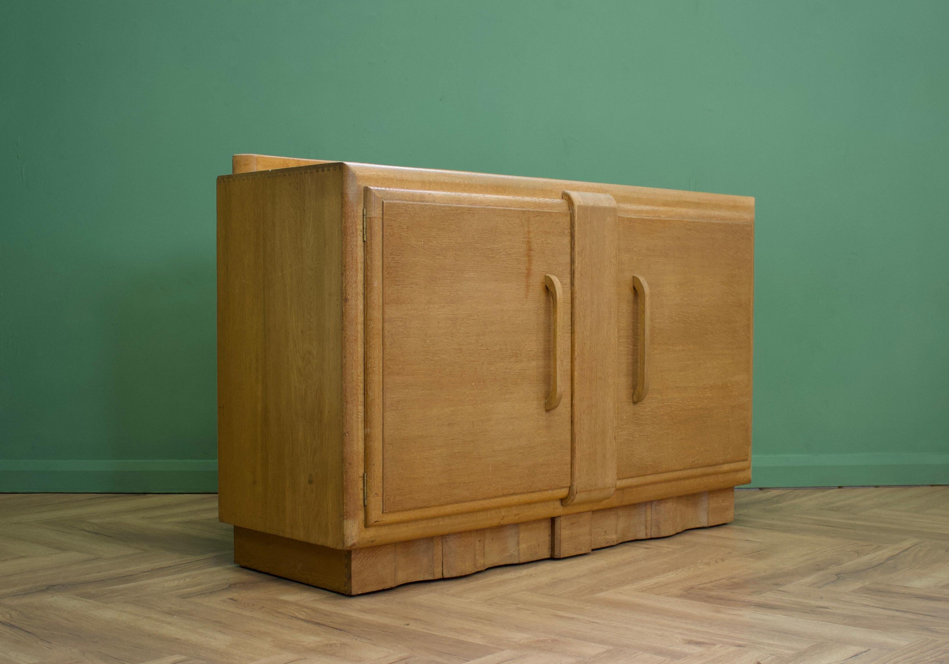 Art Deco Limed Oak Sideboard from RH Whittle and Sons, 1930s In Good Condition In South Shields, GB