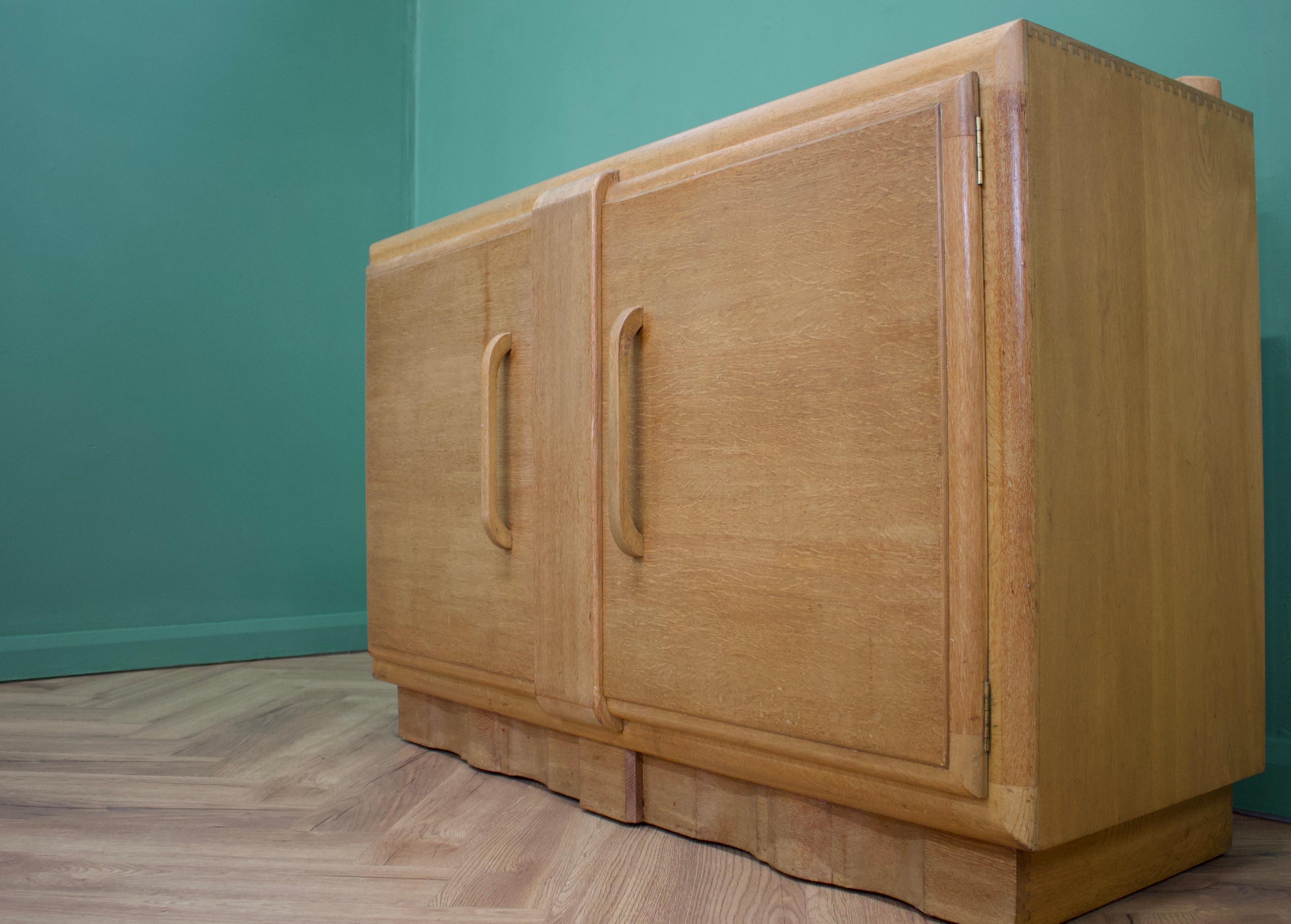 Mid-20th Century Art Deco Limed Oak Sideboard from RH Whittle and Sons, 1930s