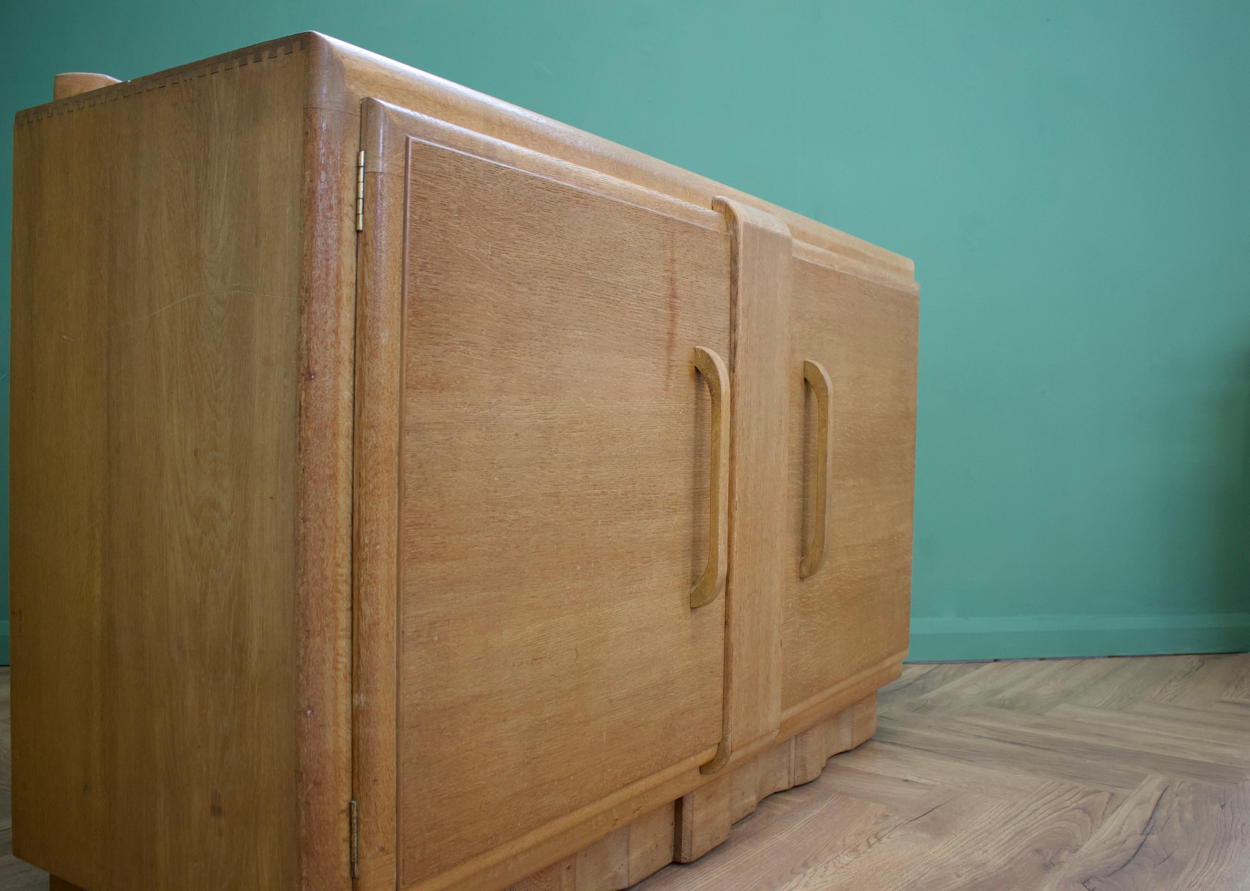 Art Deco Limed Oak Sideboard from RH Whittle and Sons, 1930s 1