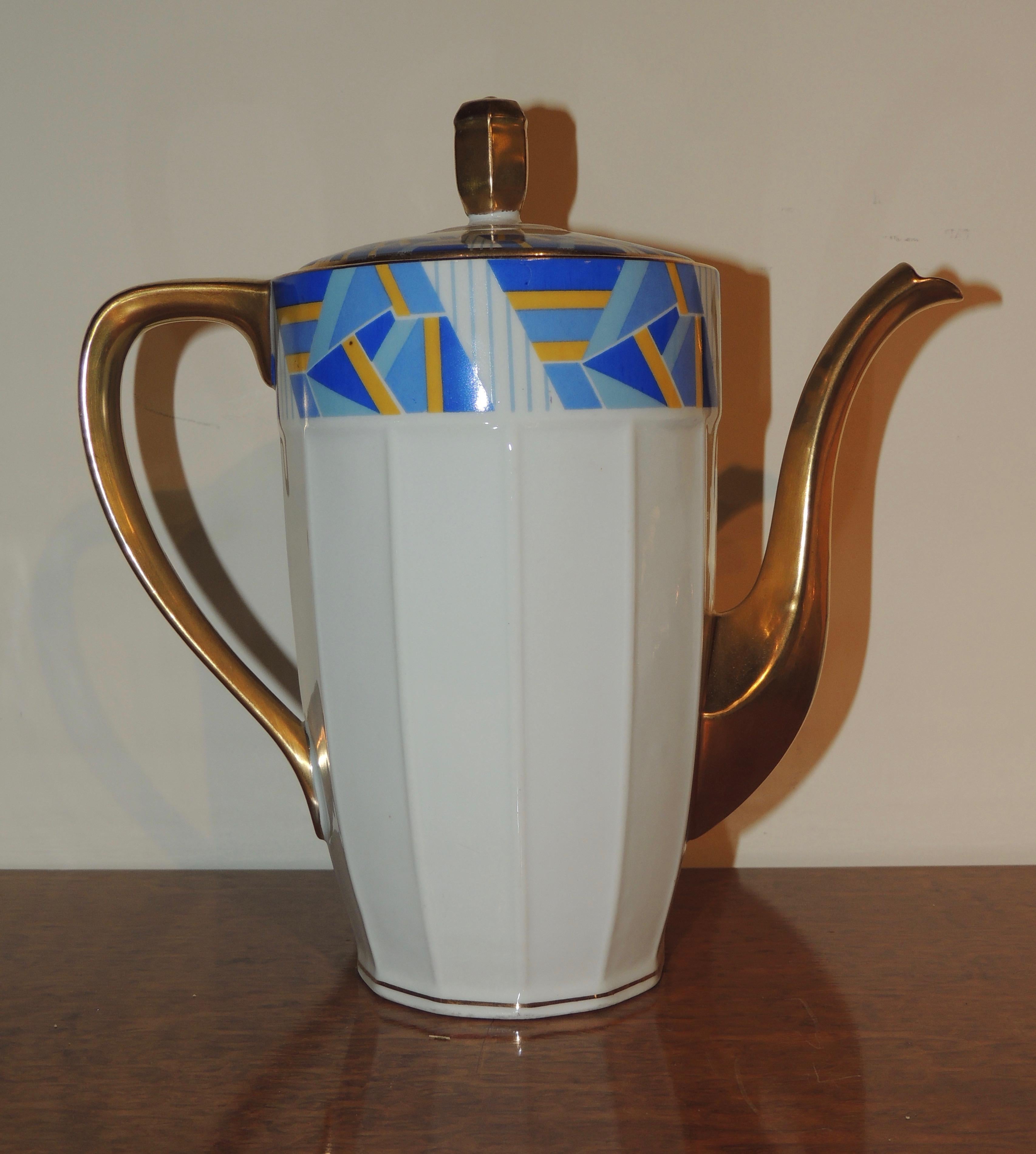 Mid-20th Century Art Deco Limoges Coffee Tea Dessert Set For Sale