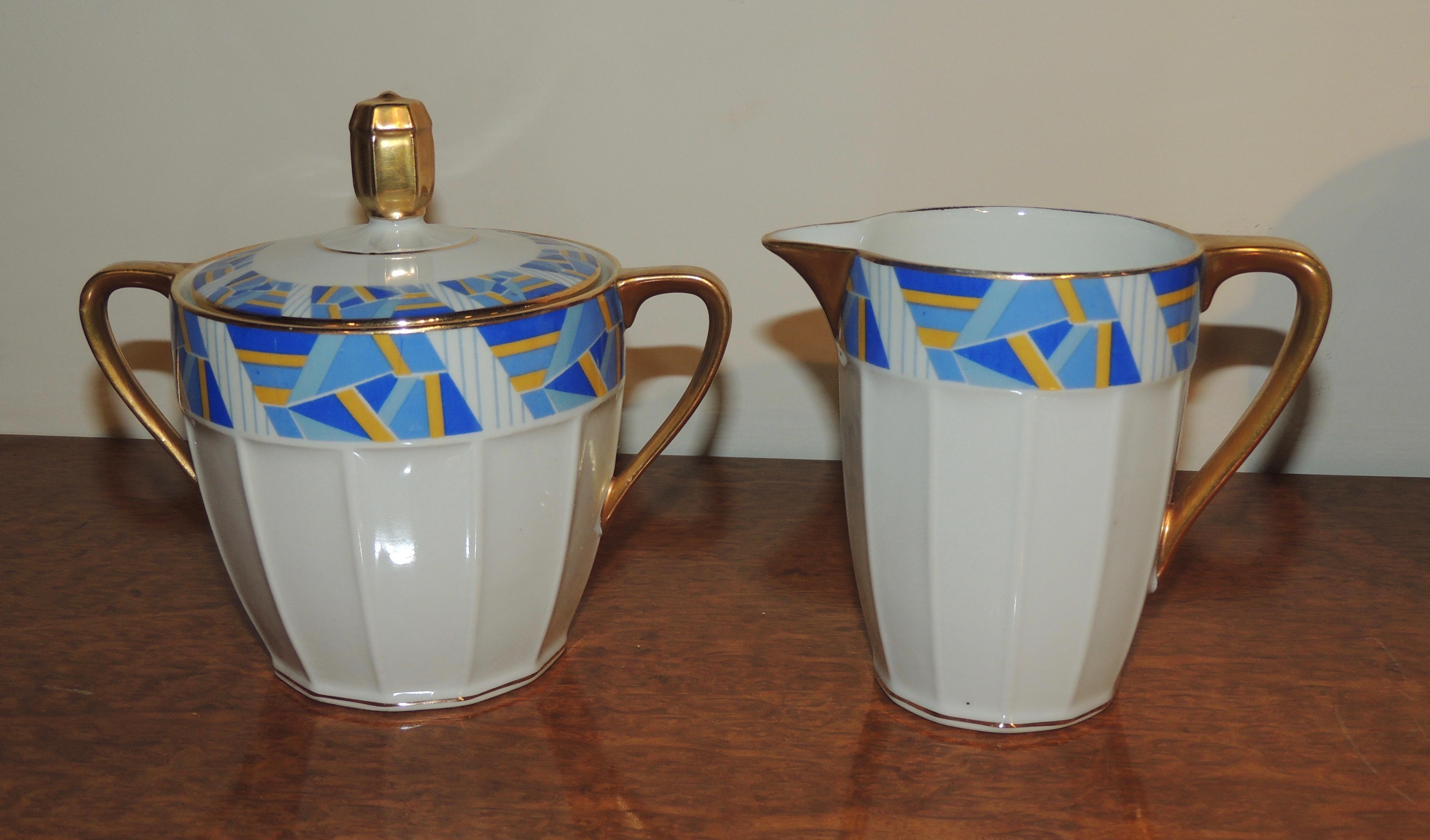 Porcelain Art Deco Limoges Coffee Tea Dessert Set For Sale