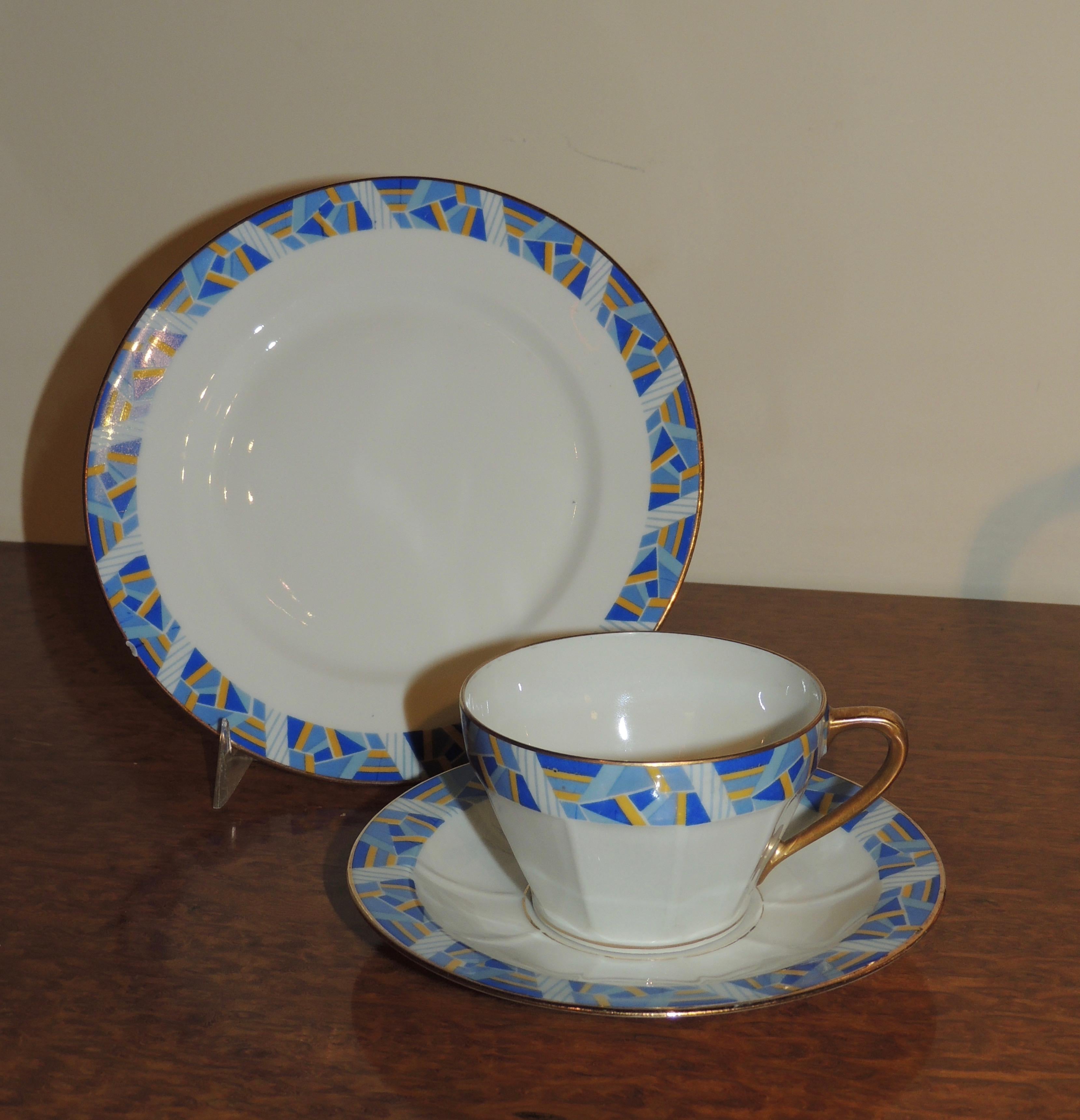 Art Deco Limoges Kaffee Tee Dessert Set (Porzellan) im Angebot