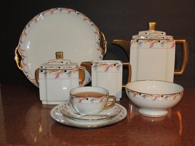 Art Deco Limoges Tea Coffee Dessert Set Service for 16 For Sale 6