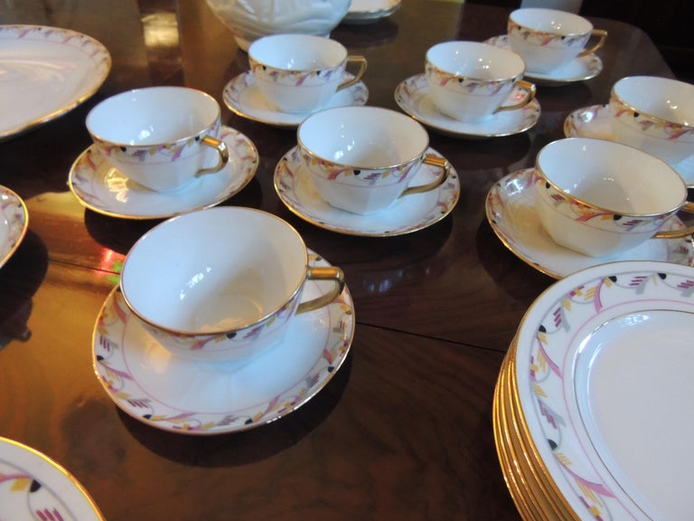 French Art Deco Limoges Tea Coffee Dessert Set Service for 16 For Sale