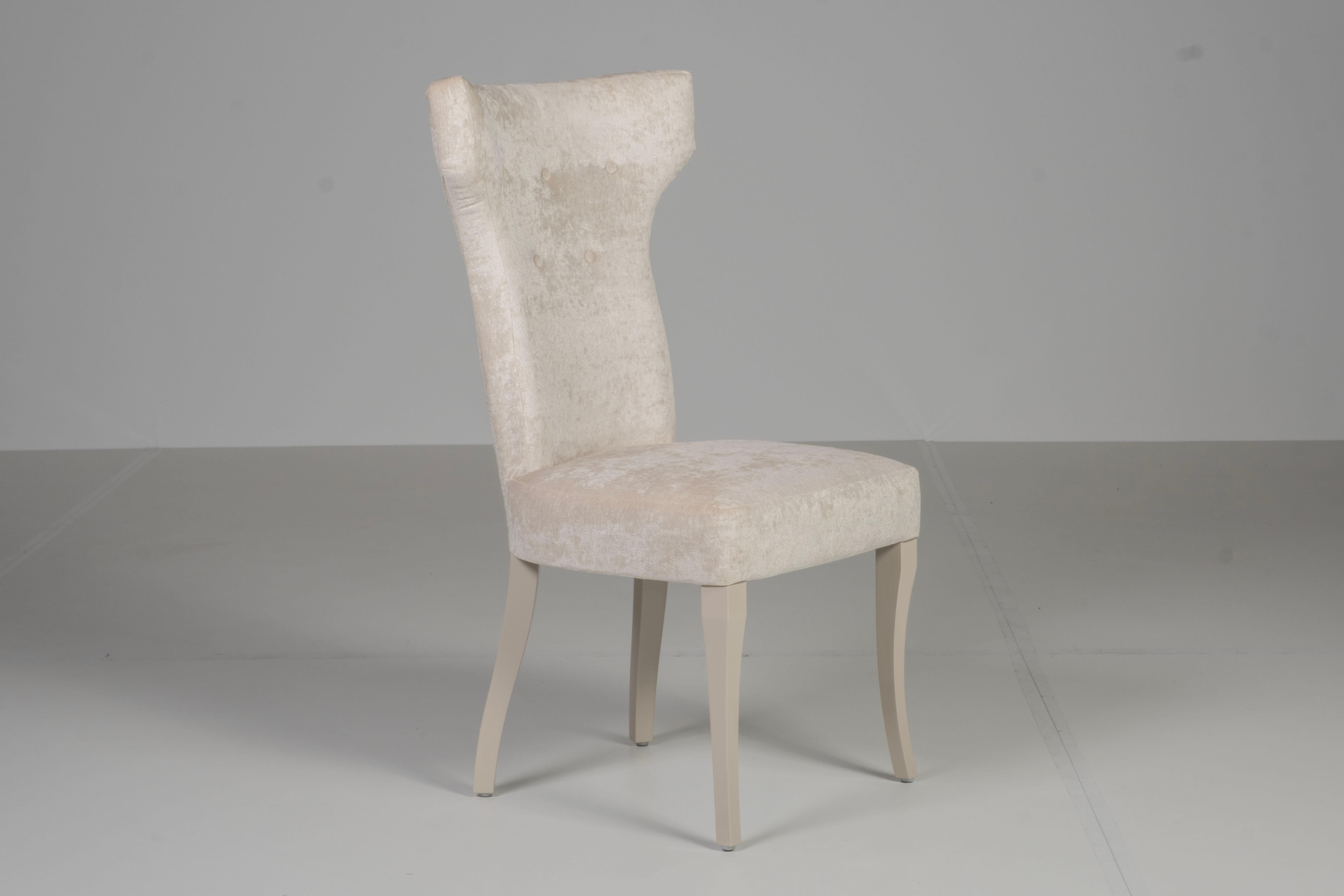 Portoghese Sedie da pranzo Art Line Set/2, beige, lino, velluto, fatte a mano da Greenapple in vendita