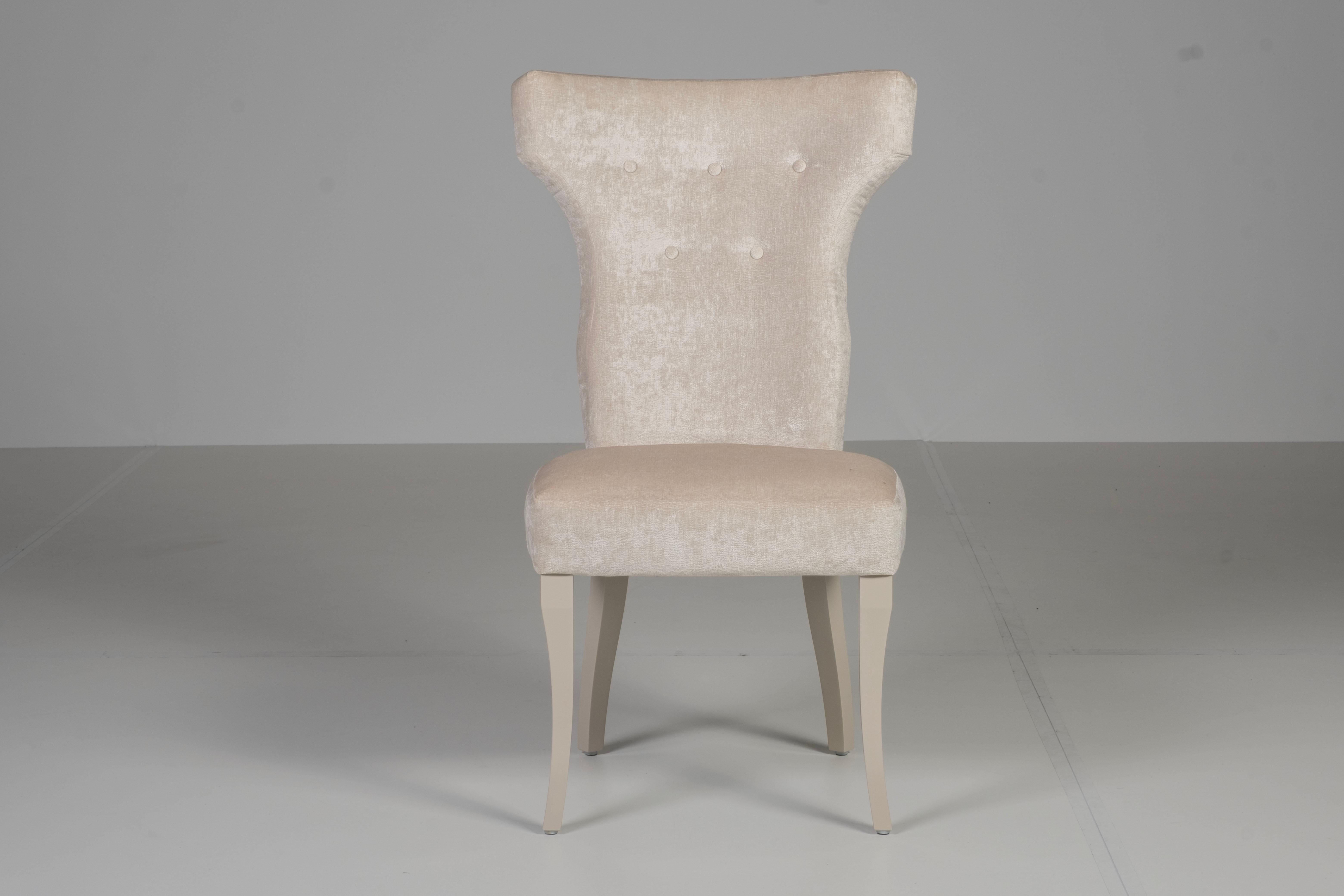 Pelle Sedie da pranzo Art Line Set/2, beige, lino, velluto, fatte a mano da Greenapple in vendita