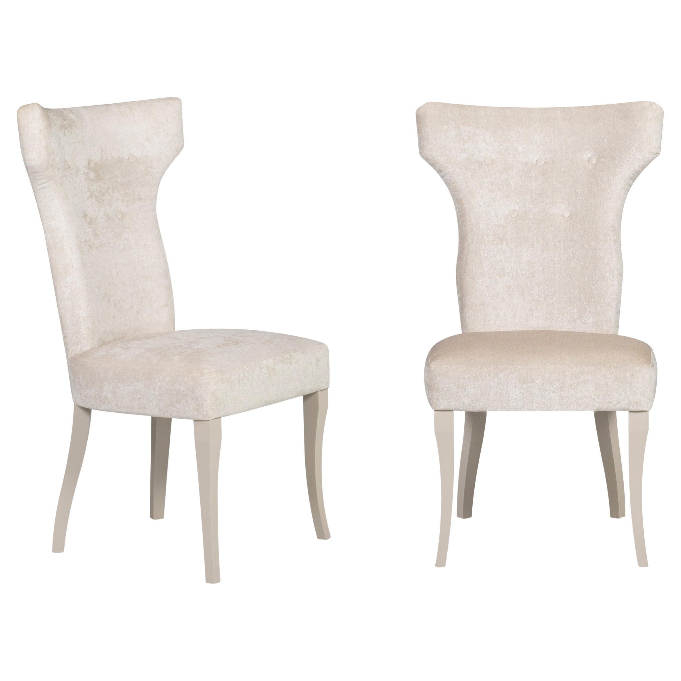 Sedie da pranzo Art Line Set/2, beige, lino, velluto, fatte a mano da Greenapple in vendita