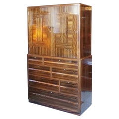 Meuble de rangement en lin Art Déco par Betty Joel, Angleterre, 1935