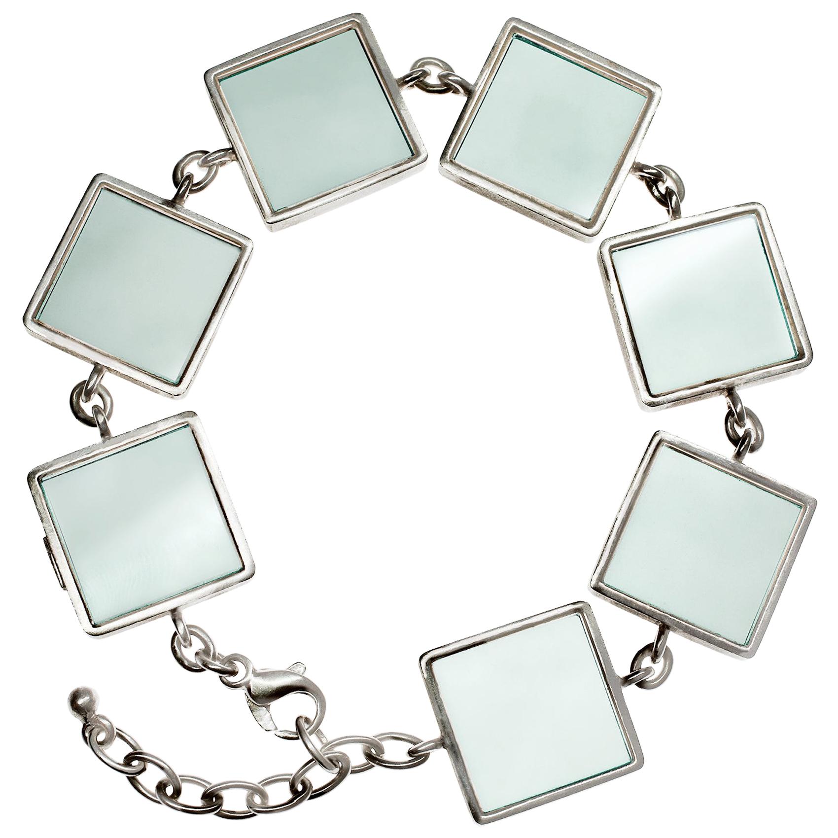 Art Deco Style Bracelet Green Quartzes Collection Featured in Vogue For Sale