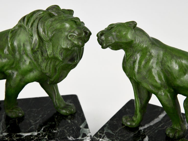 Art Deco Lion Bookends by the French Artist Emile Carlier, 1930 2