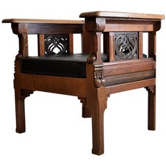 Art Deco Lion Cachet Jatoba and Darkened Oak Armchair