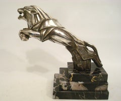 Leone Art Deco, mascotte per auto, Automobilia, Jacques Cartier, Francia, circa 1925