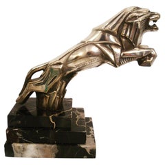 Leone Art Deco, mascotte per auto, Automobilia, Jacques Cartier, Francia, circa 1925