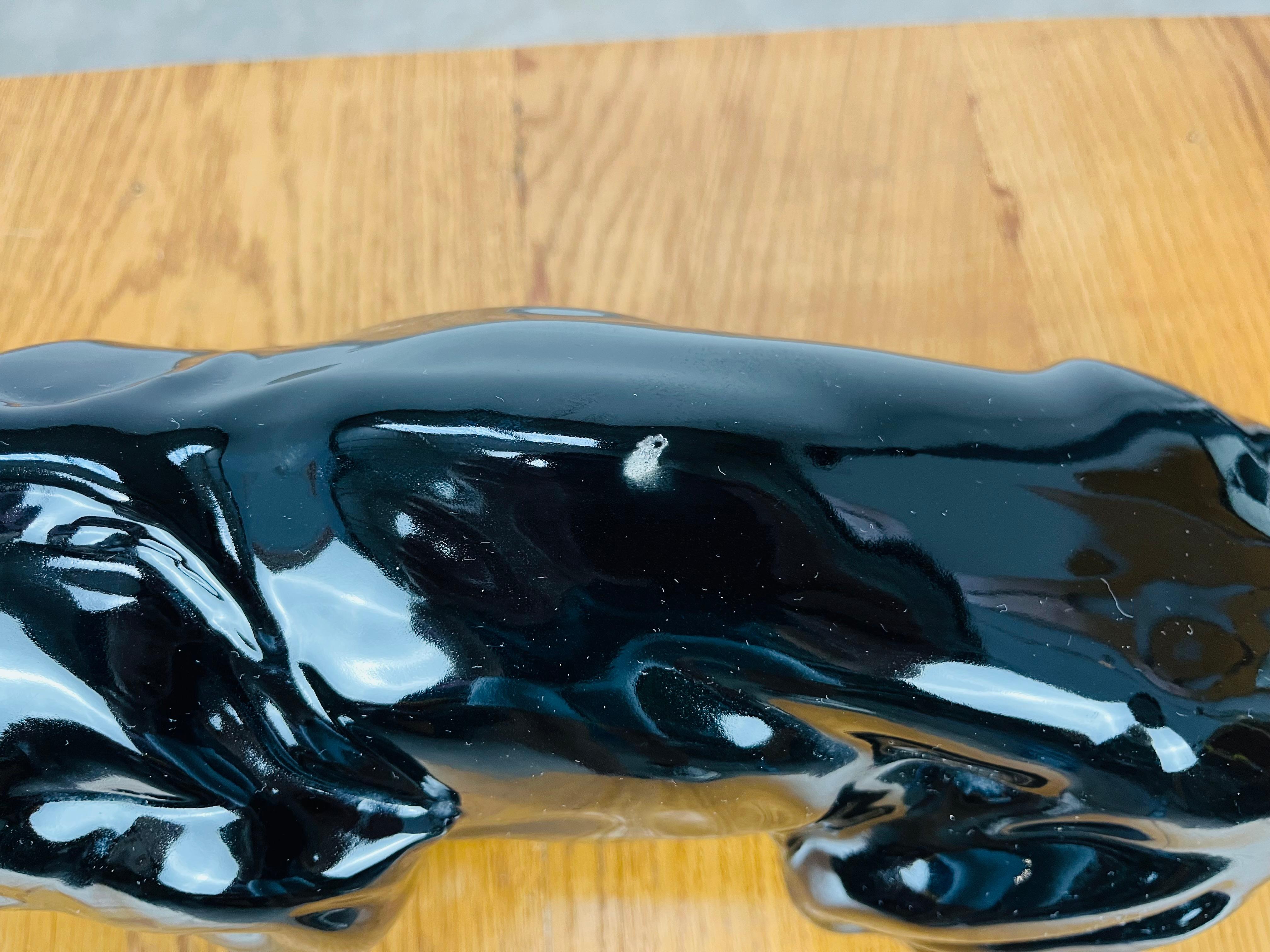 Art Deco Lion sculpture, black ceramic, 1930's, in the style of Saint-Clément For Sale 5