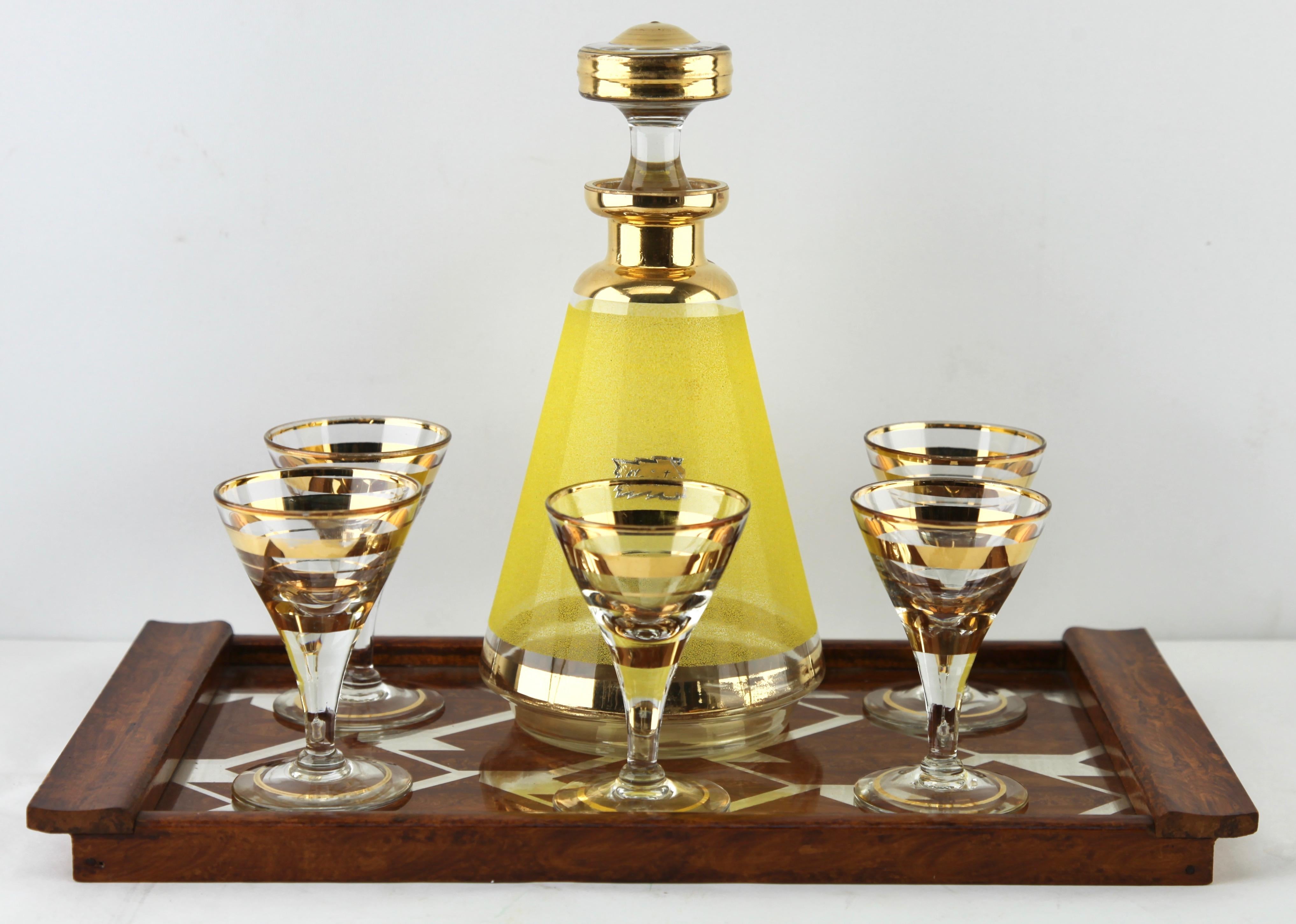 Art Deco Liqueur Set by De Rupel, Boom, Belgium, with Serving tray, circa 1935 2