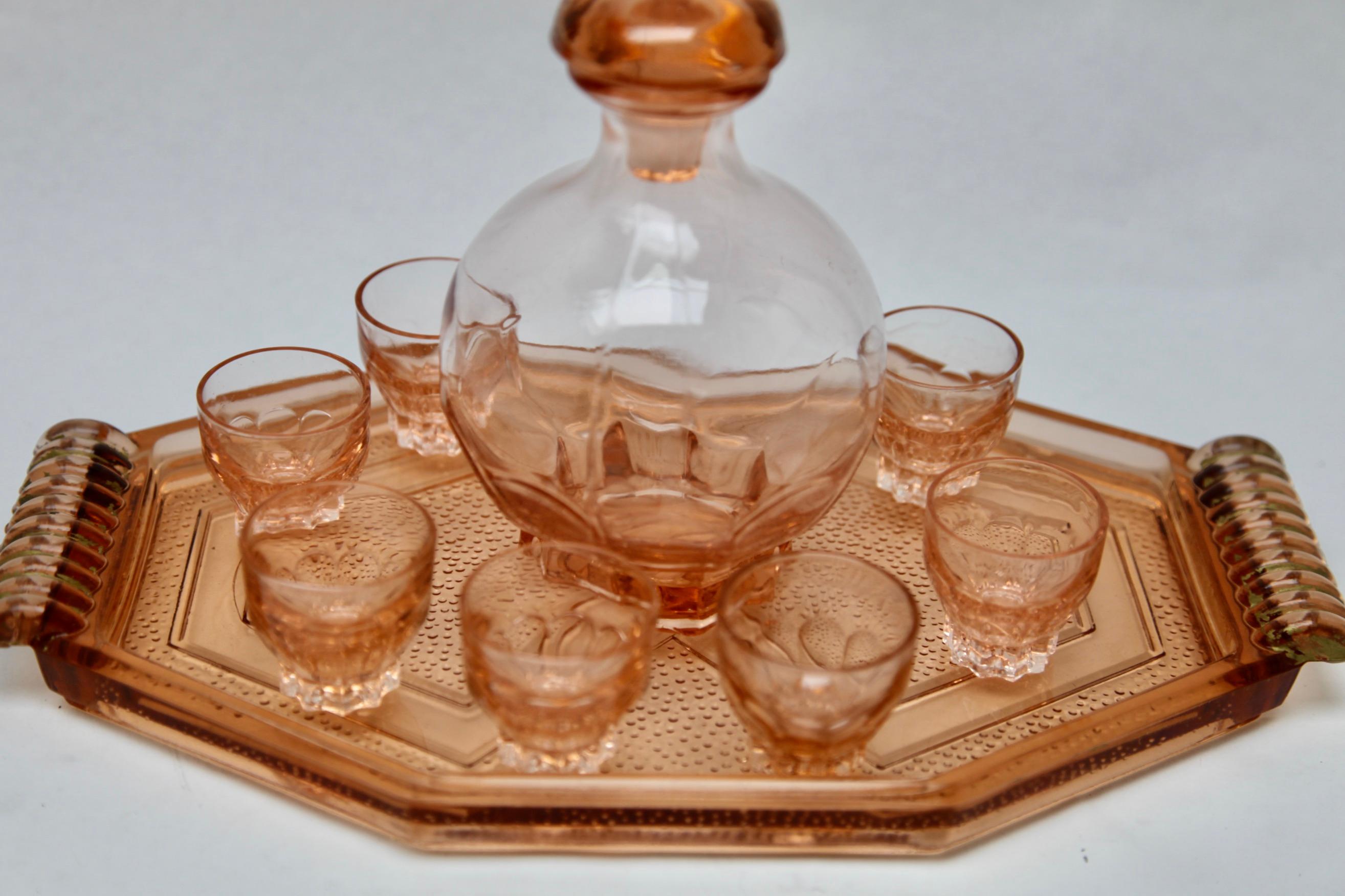 Art Deco Liqueur Set by De Rupel, Boom, Belgium, with Serving Tray, circa 1938 For Sale 5