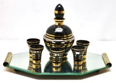 Set da liquore Art Déco di De Rupel, Boom, Belgio, con vassoio di servizio, circa 1938