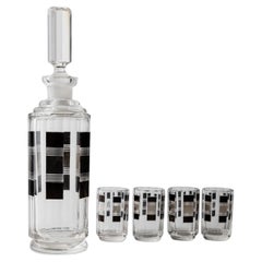 Art Deco Liqueur Set by Karl Palda – Crystal & Silver, 1930s, Decanter & Glasses