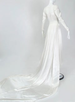 Art Deco Liquid White Satin and Lace Naked Wedding Gown - XS, 1930s