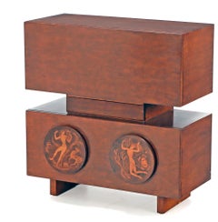 Art Deco Bar Cabinet with Inlaid Mythological Figures by Andrew Szoeke