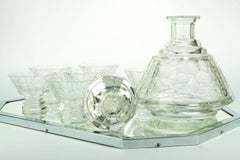 Art Deco Liquor Service Decanter, Glasses and Tray