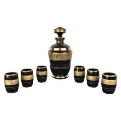 Vintage Art Deco Liquor Set Black and Gold, De Rupel Boom, Belgium