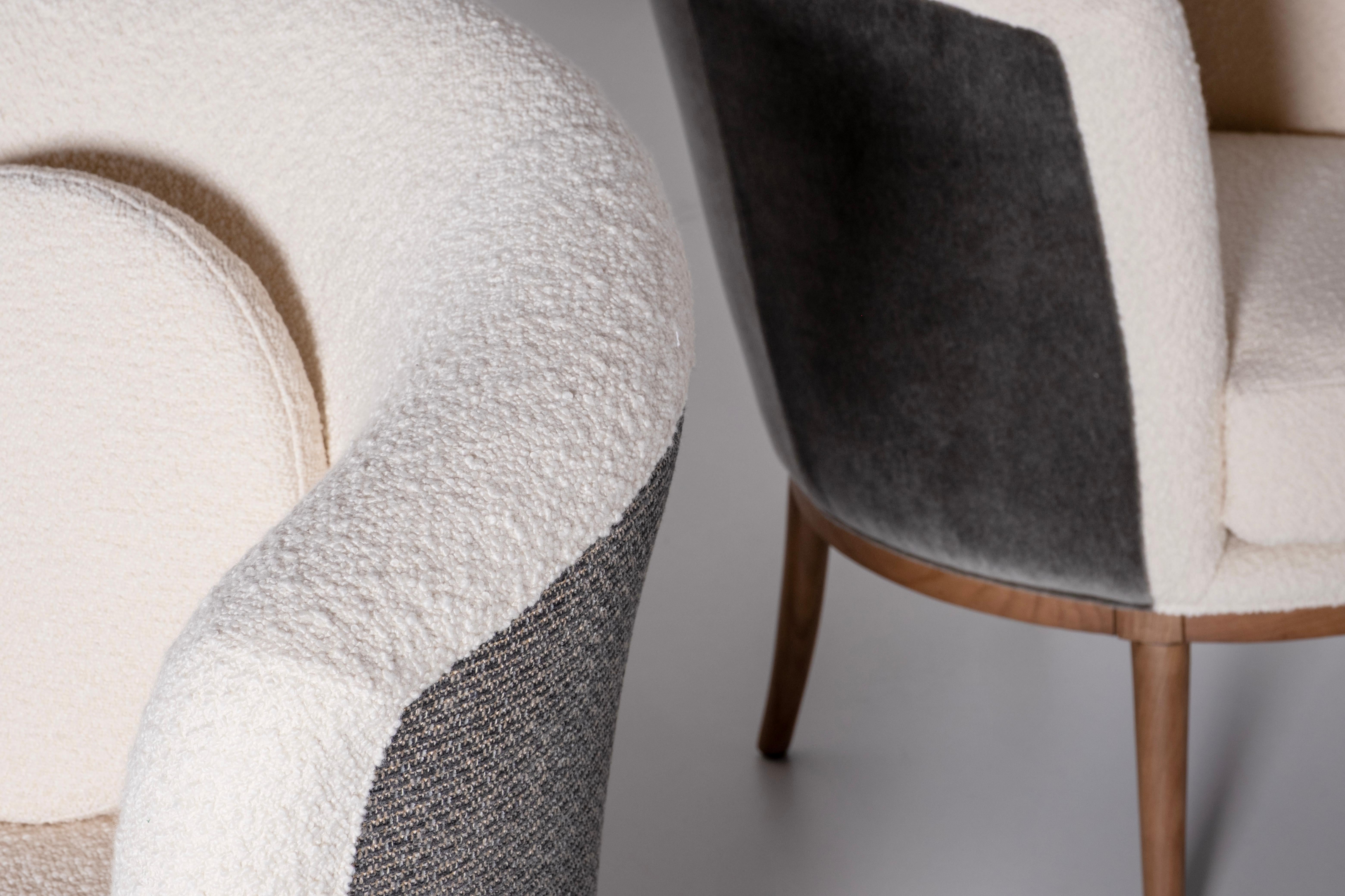 Sillón Lisboa Art Decó, Chenilla, Roble, Bouclé Hecho a mano por Greenapple en venta 5