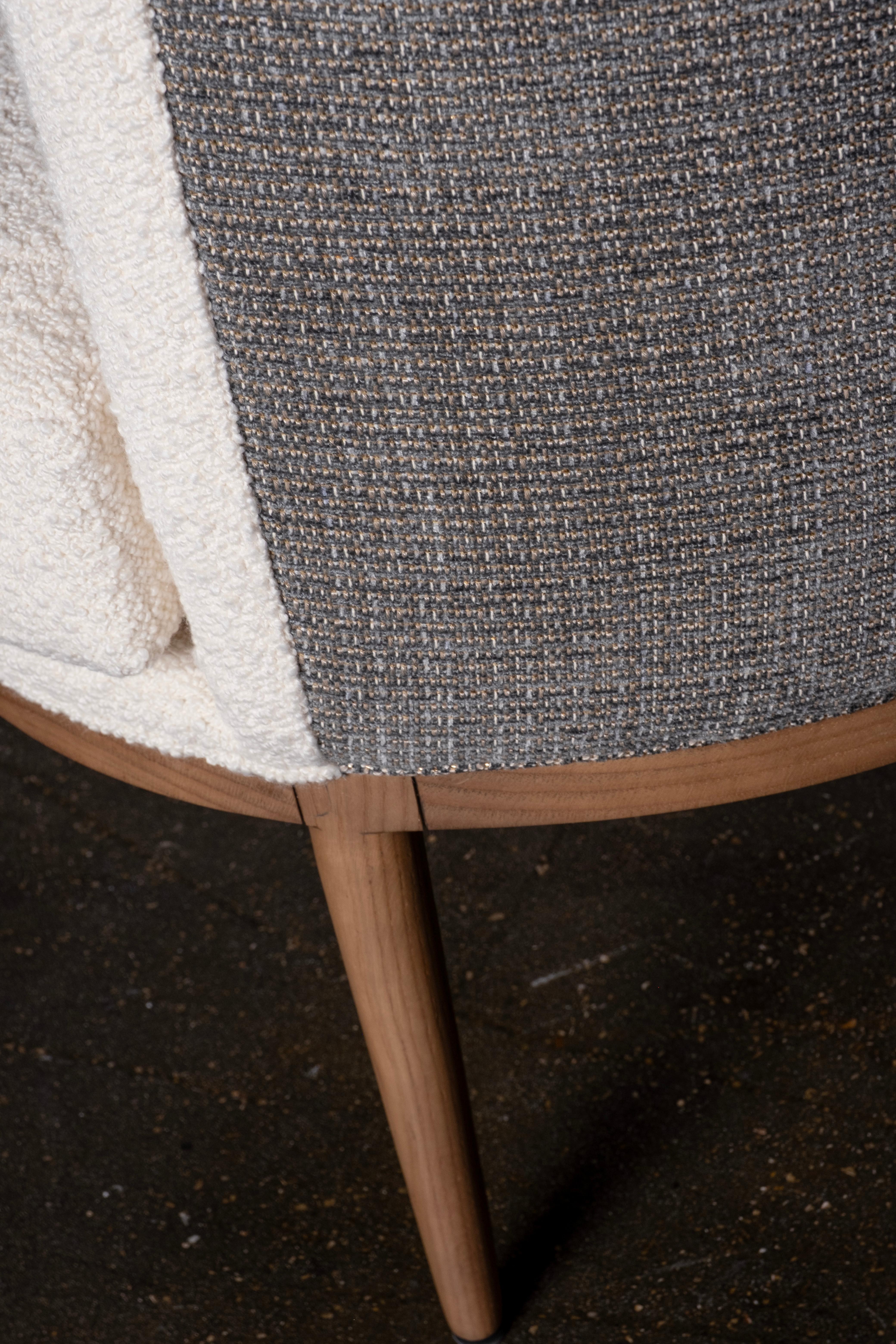 Sillón Lisboa Art Decó, Chenilla, Roble, Bouclé Hecho a mano por Greenapple en venta 6