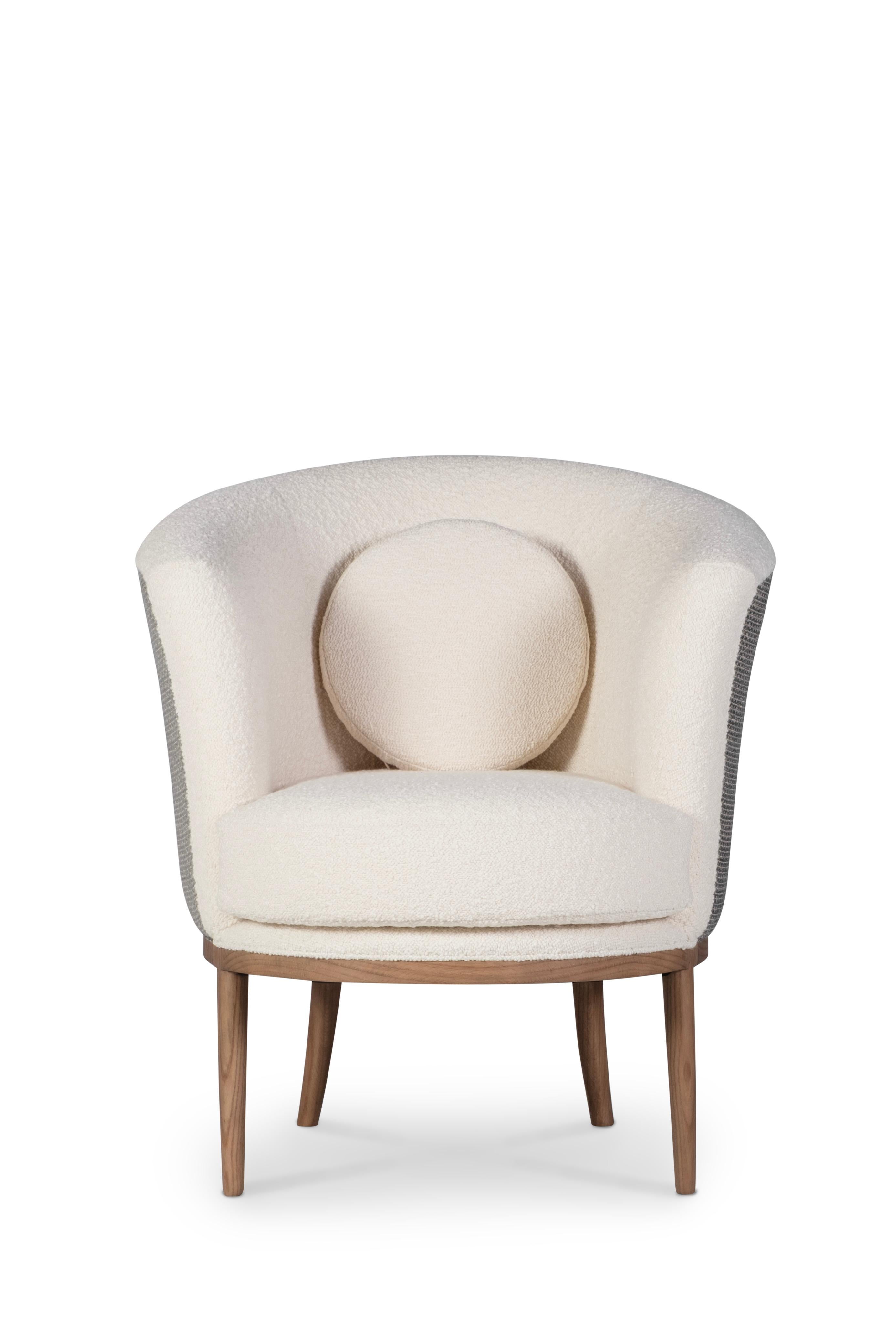 Sillón Lisboa Art Decó, Chenilla, Roble, Bouclé Hecho a mano por Greenapple Siglo XXI y contemporáneo en venta