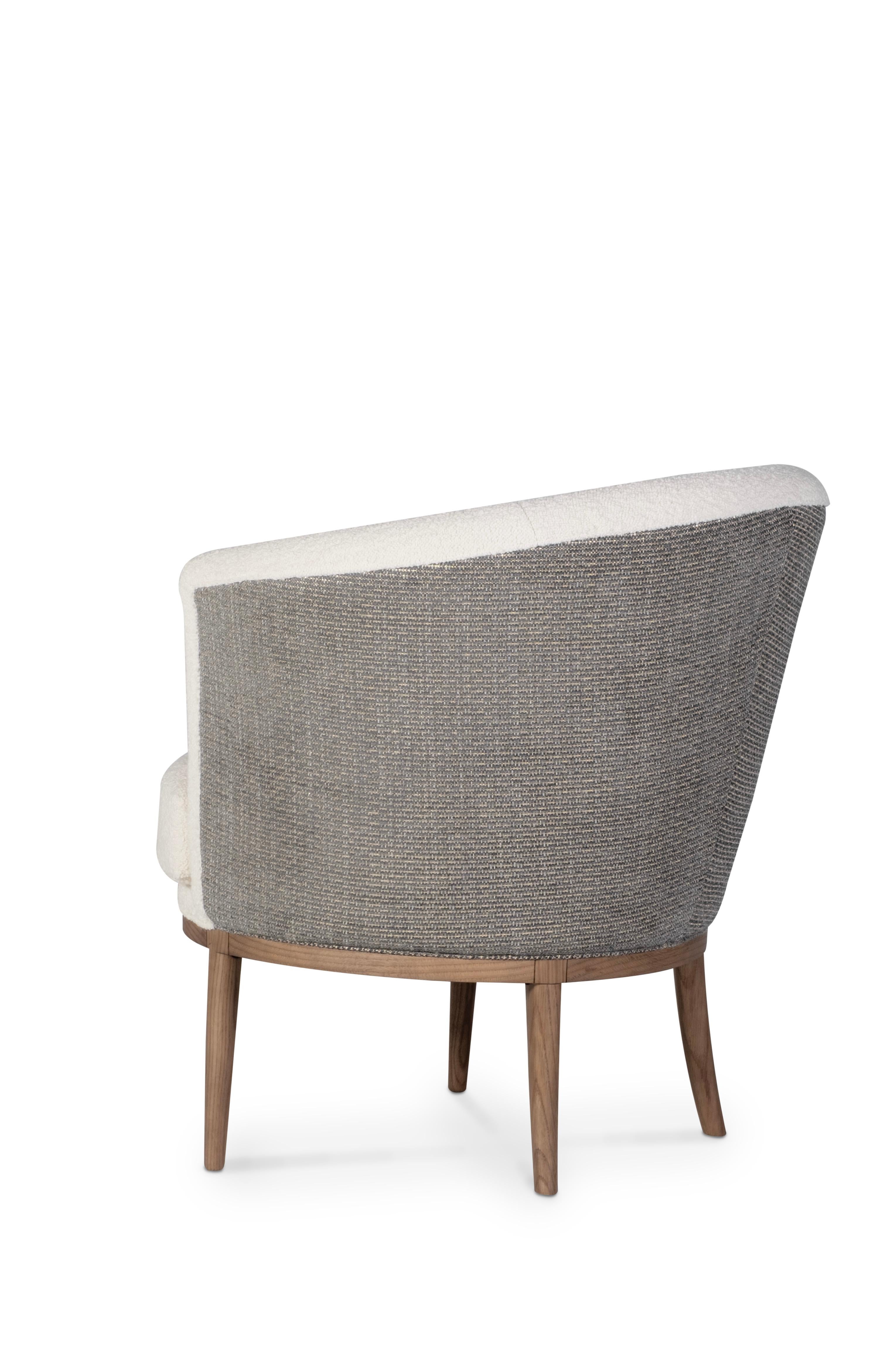 Sillón Lisboa Art Decó, Chenilla, Roble, Bouclé Hecho a mano por Greenapple Lana en venta