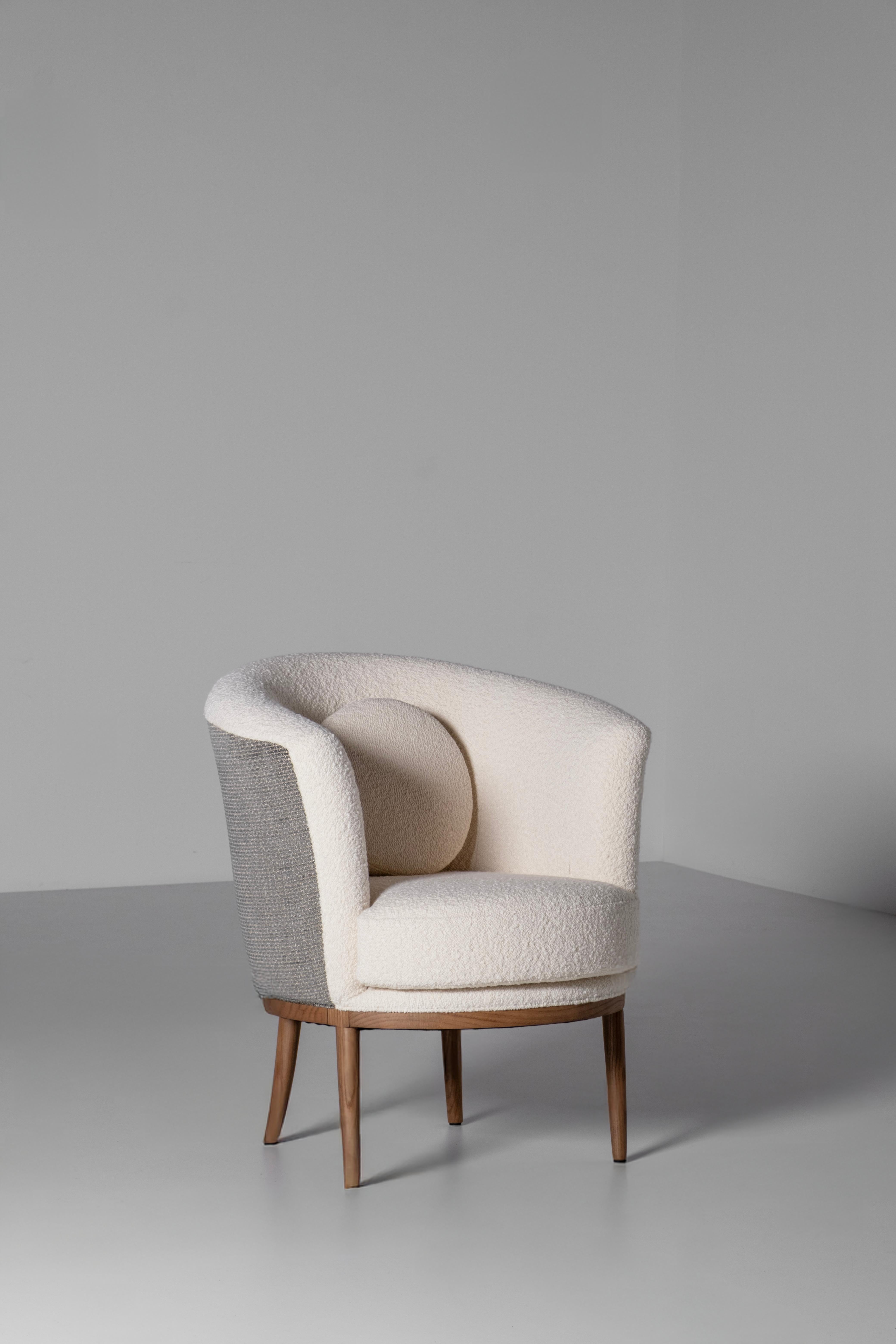 Sillón Lisboa Art Decó, Chenilla, Roble, Bouclé Hecho a mano por Greenapple en venta 1