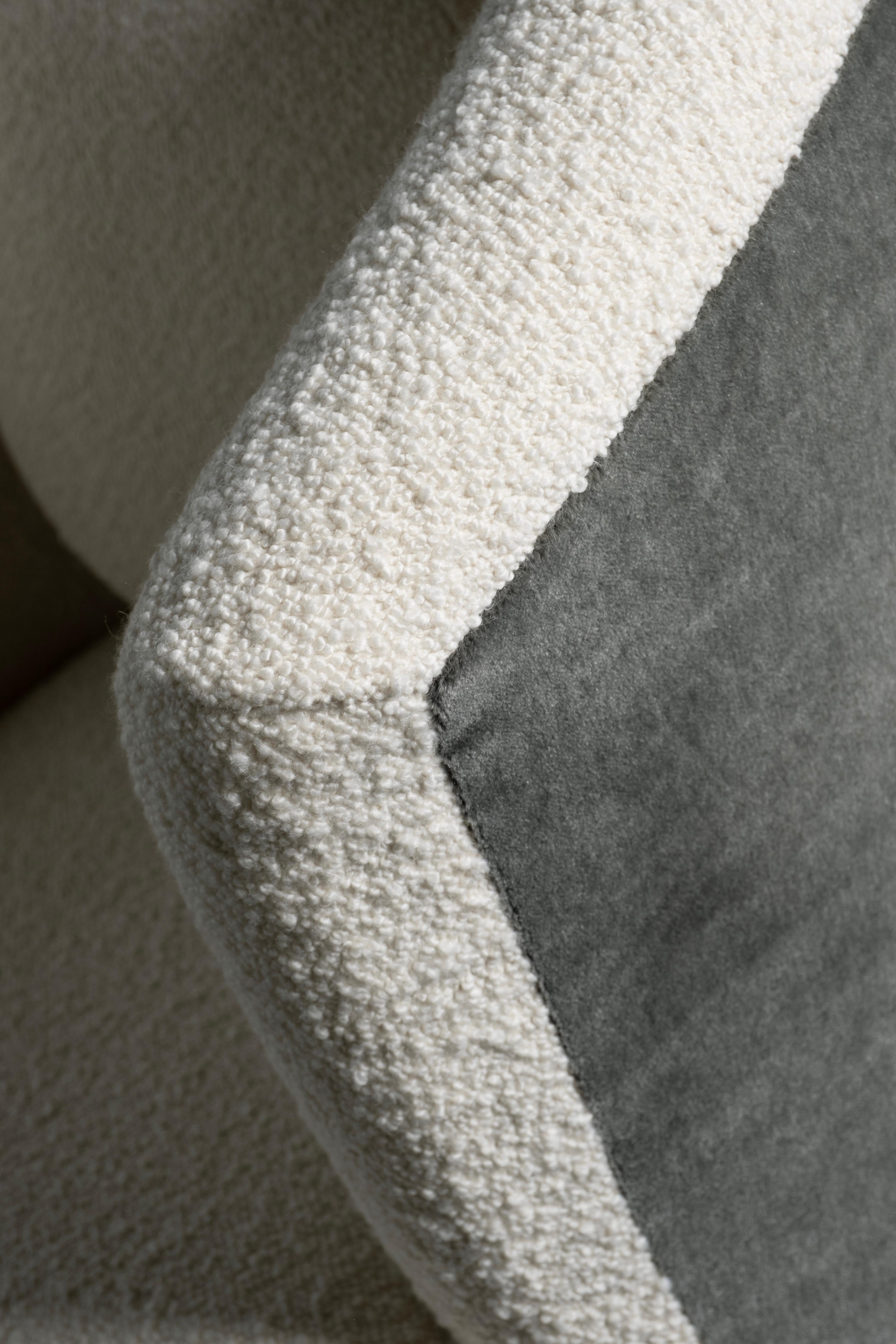 Chaise longue Art déco Lisboa, Mohair, Oak, Bouclé Fait main par Greenapple en vente 5