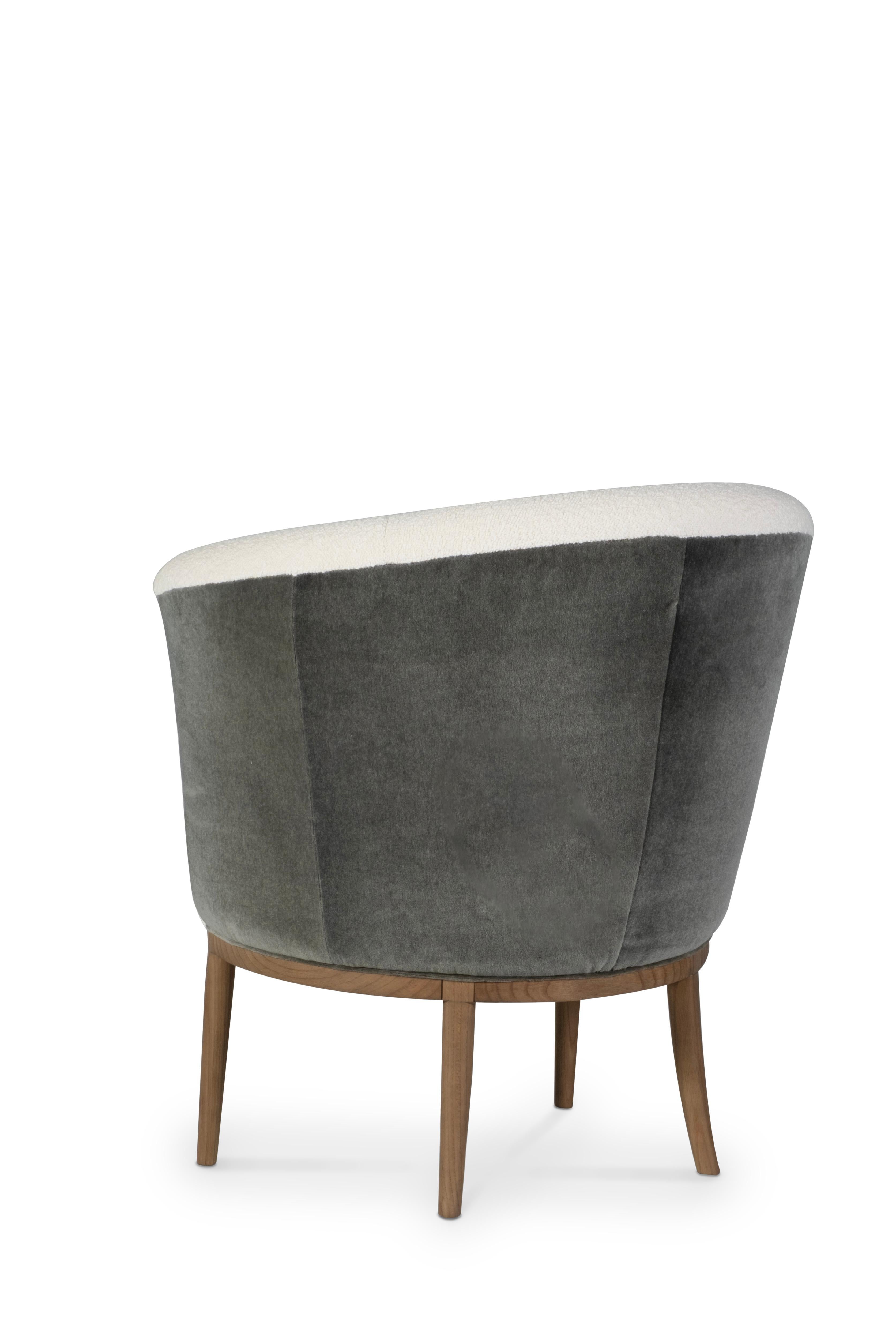 XXIe siècle et contemporain Chaise longue Art déco Lisboa, Mohair, Oak, Bouclé Fait main par Greenapple en vente