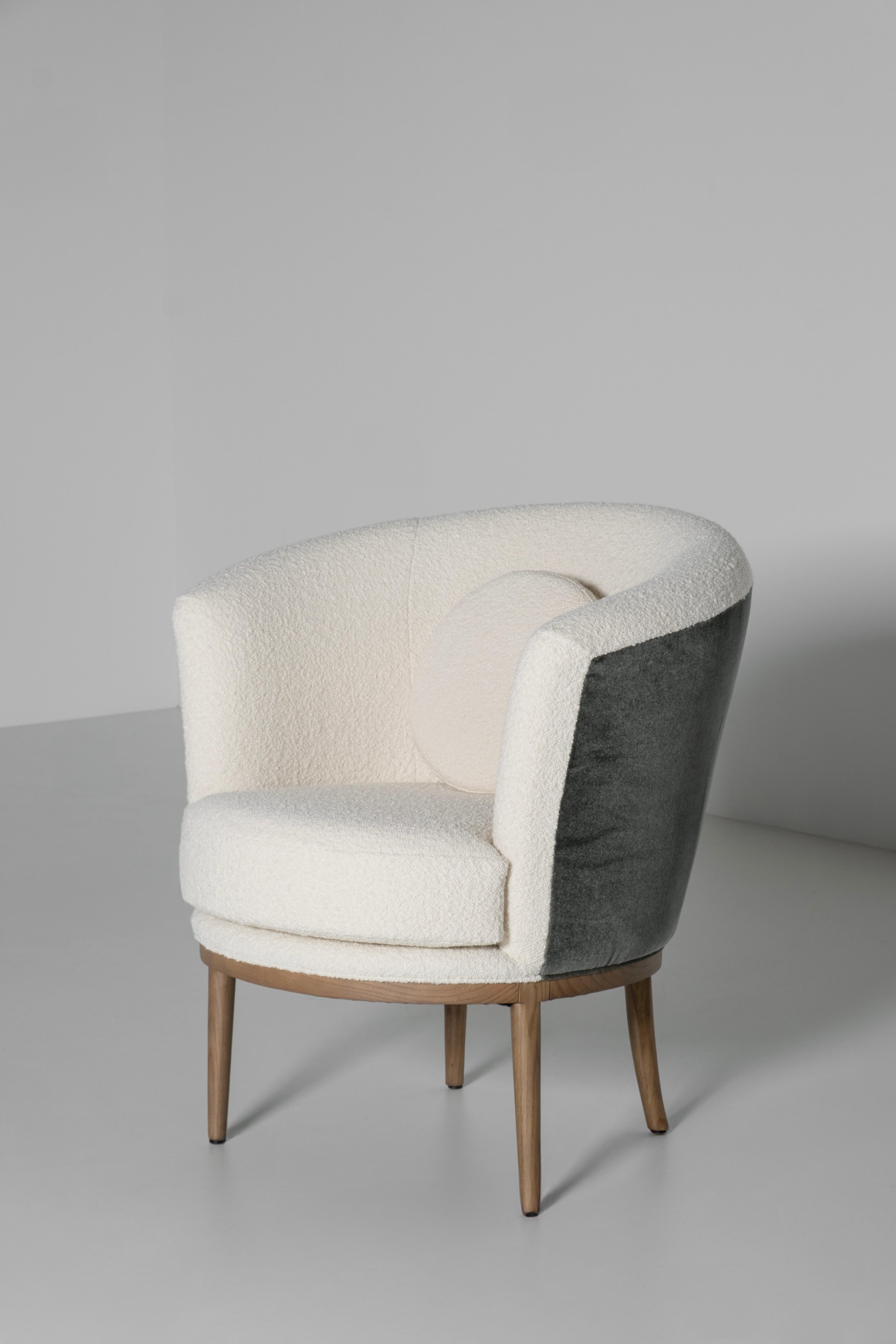 Velours Chaise longue Art déco Lisboa, Mohair, Oak, Bouclé Fait main par Greenapple en vente