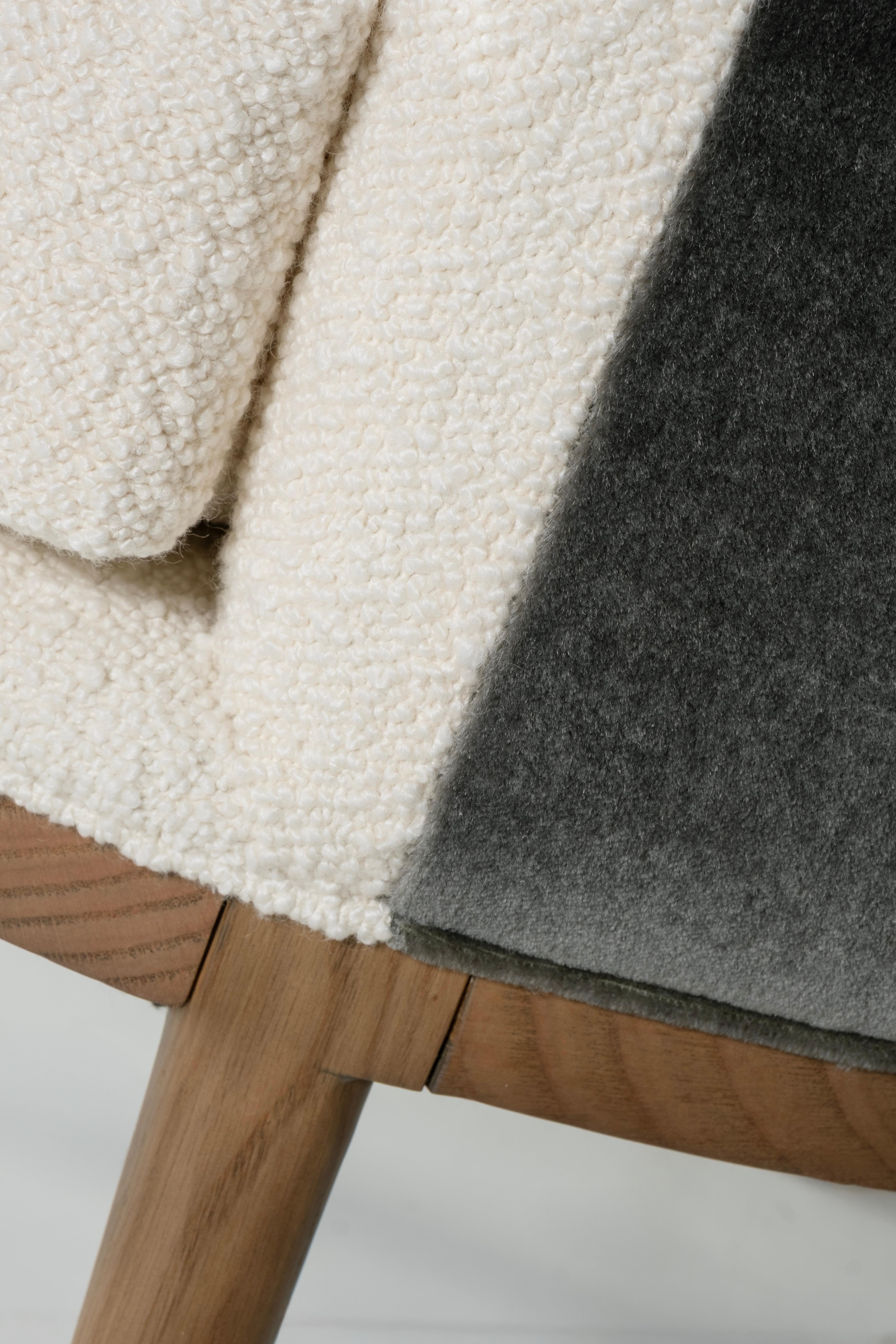 Chaise longue Art déco Lisboa, Mohair, Oak, Bouclé Fait main par Greenapple en vente 1