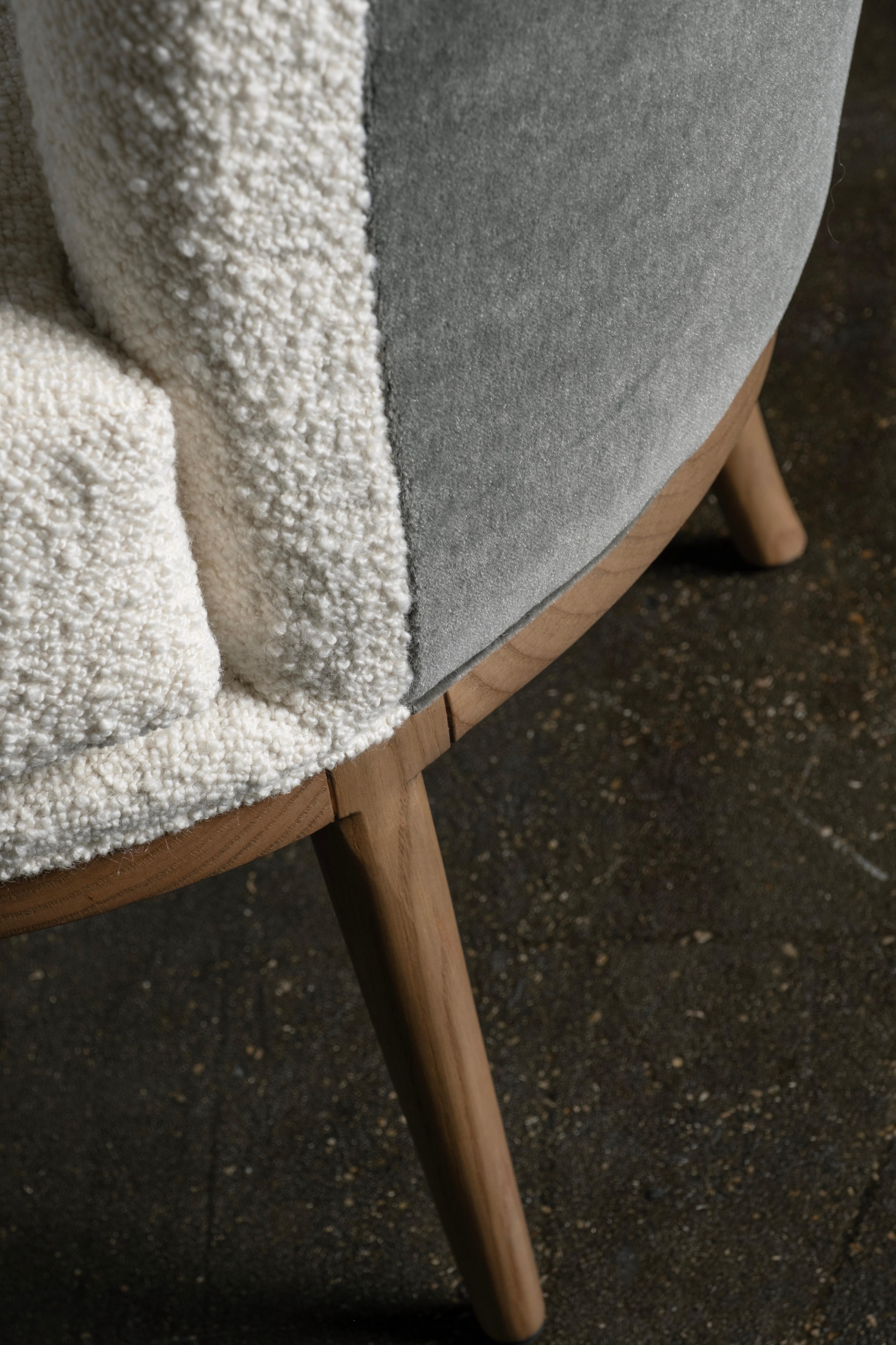 Chaise longue Art déco Lisboa, Mohair, Oak, Bouclé Fait main par Greenapple en vente 2