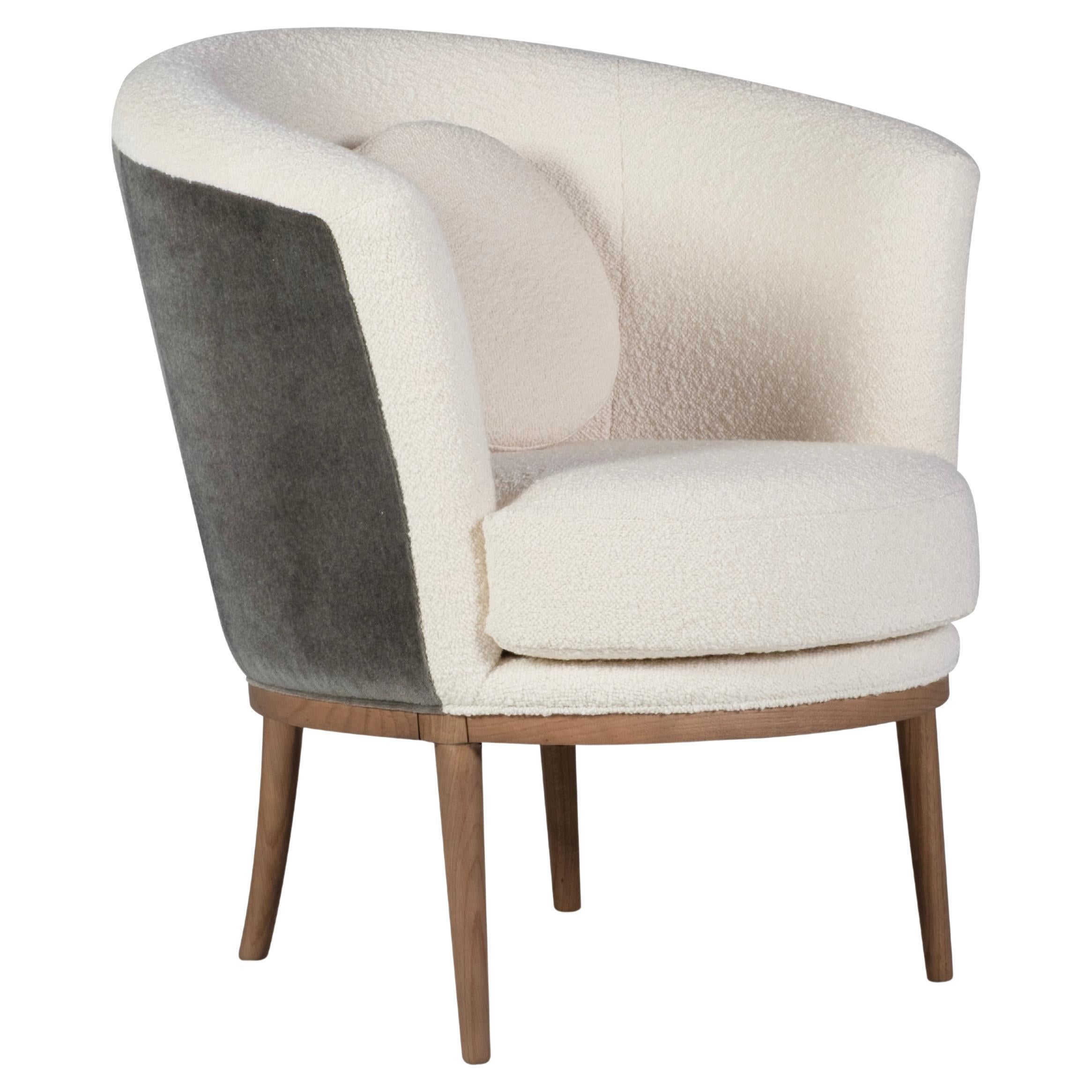 Sillón Lisboa Art Decó, Mohair, Roble, Bouclé Hecho a mano por Greenapple