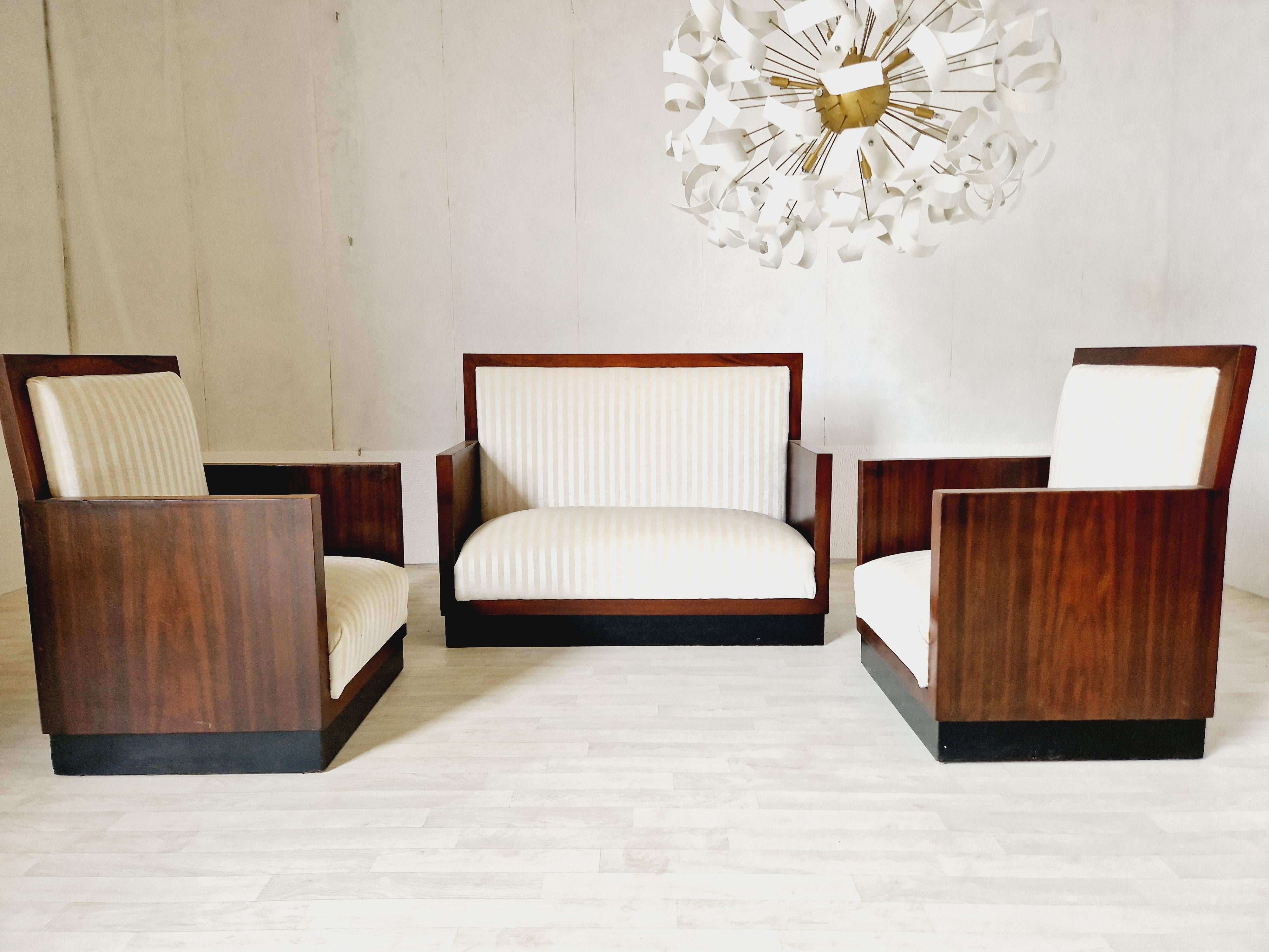Art Deco Living Room Set Cube Minimalist Sofa and Chairs For Sale 13
