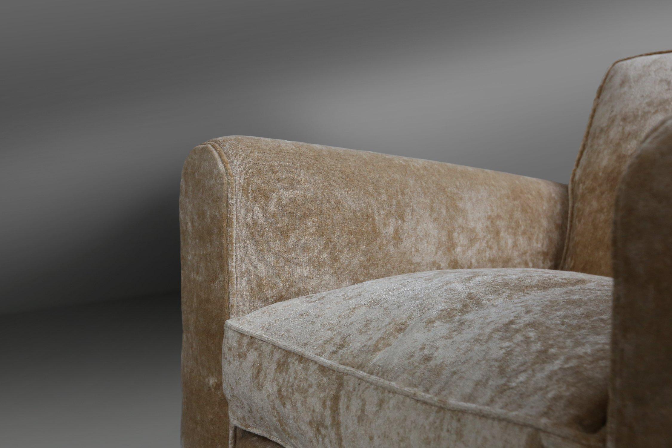 Juego de 3 sillones Art Déco de terciopelo de Jules Leleu, años 30 en venta 4