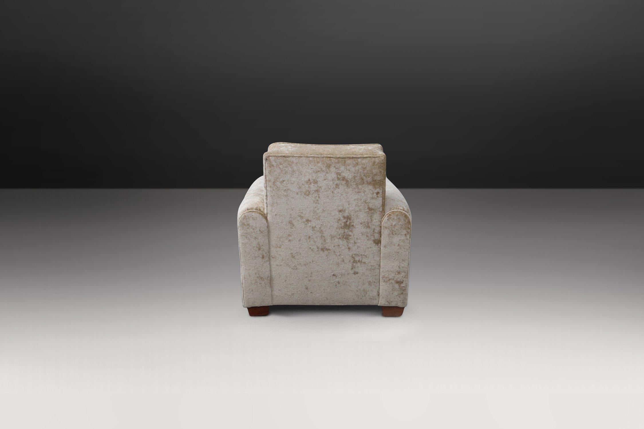 Juego de 3 sillones Art Déco de terciopelo de Jules Leleu, años 30 Francés en venta