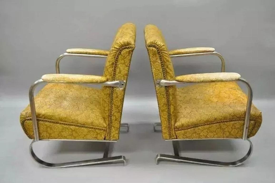 Cromo Lloyds Art Deco in stile Kem Weber in acciaio cromato - una coppia in vendita