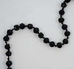 Art Deco Long Hand Cut French Jet Beads Tassel Flapper Necklace circa 1920s