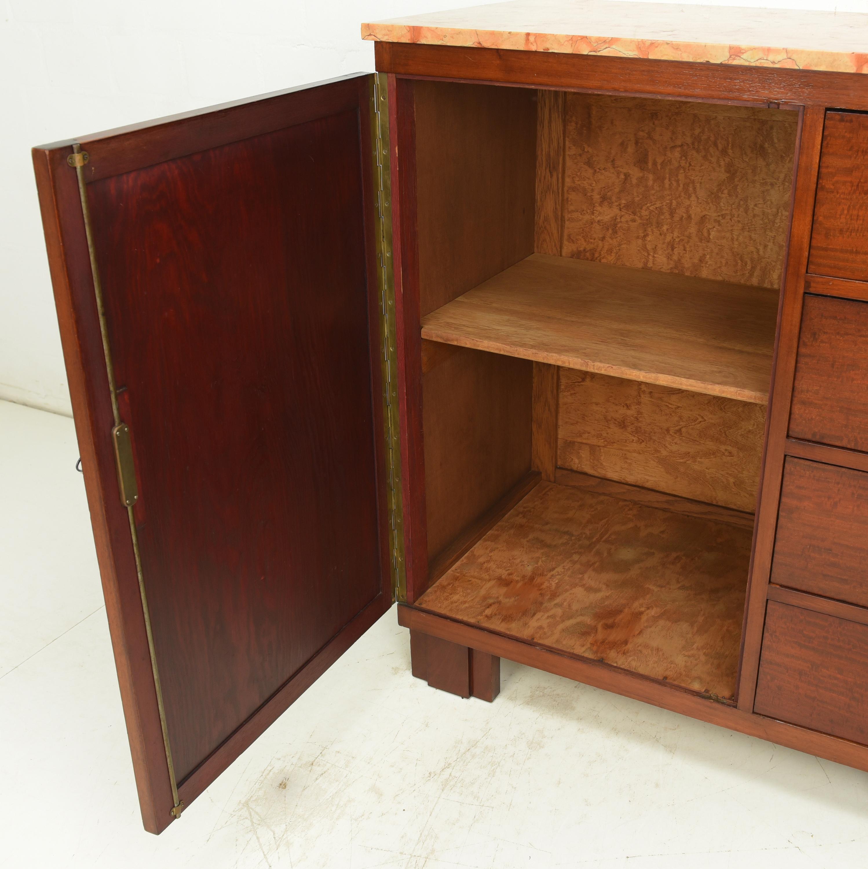 20th Century Art Deco Long Sideboard in Mahogany, circa 1925 For Sale