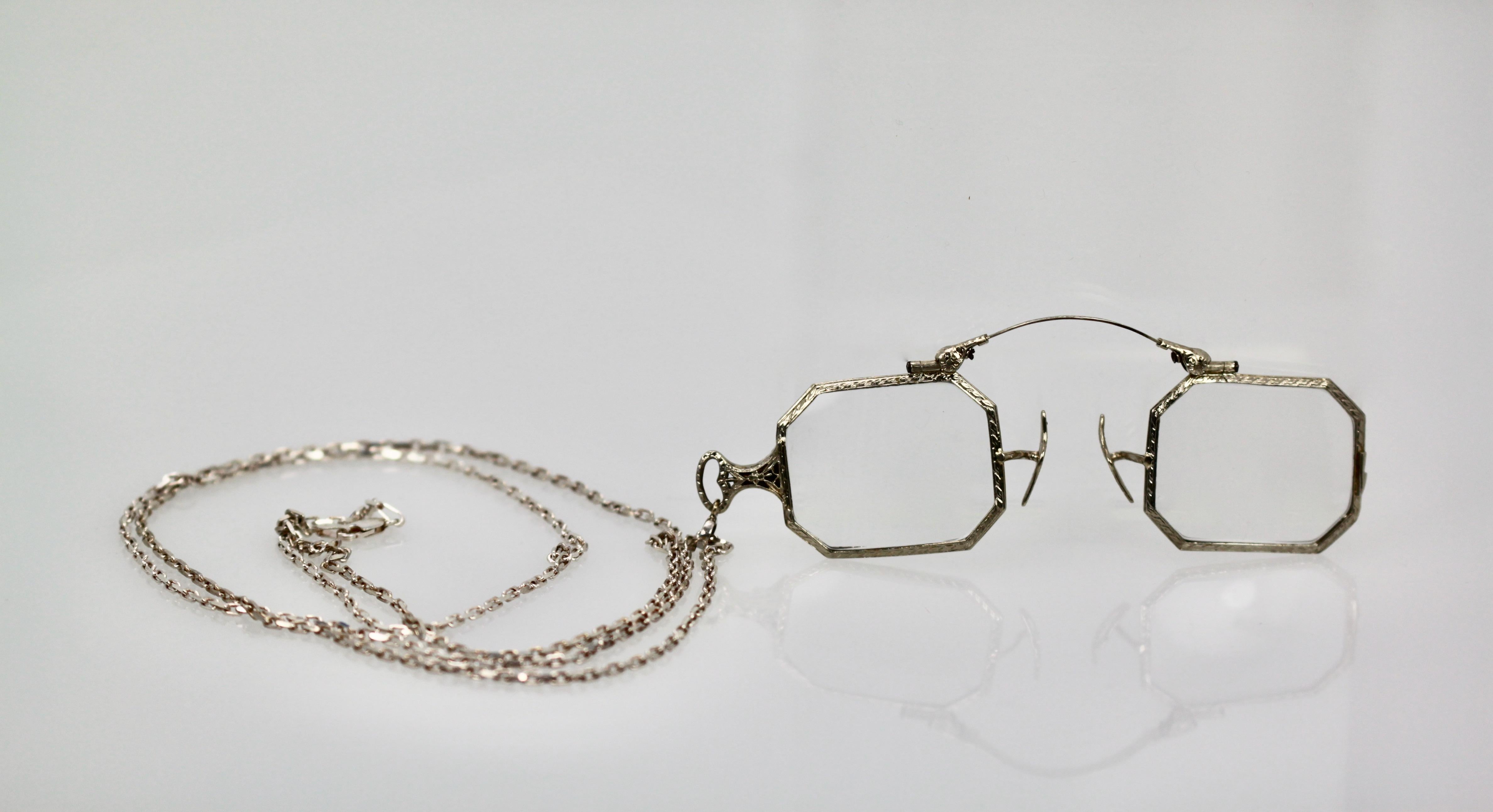 Art Deco 14K Lorgnette with Chain 2