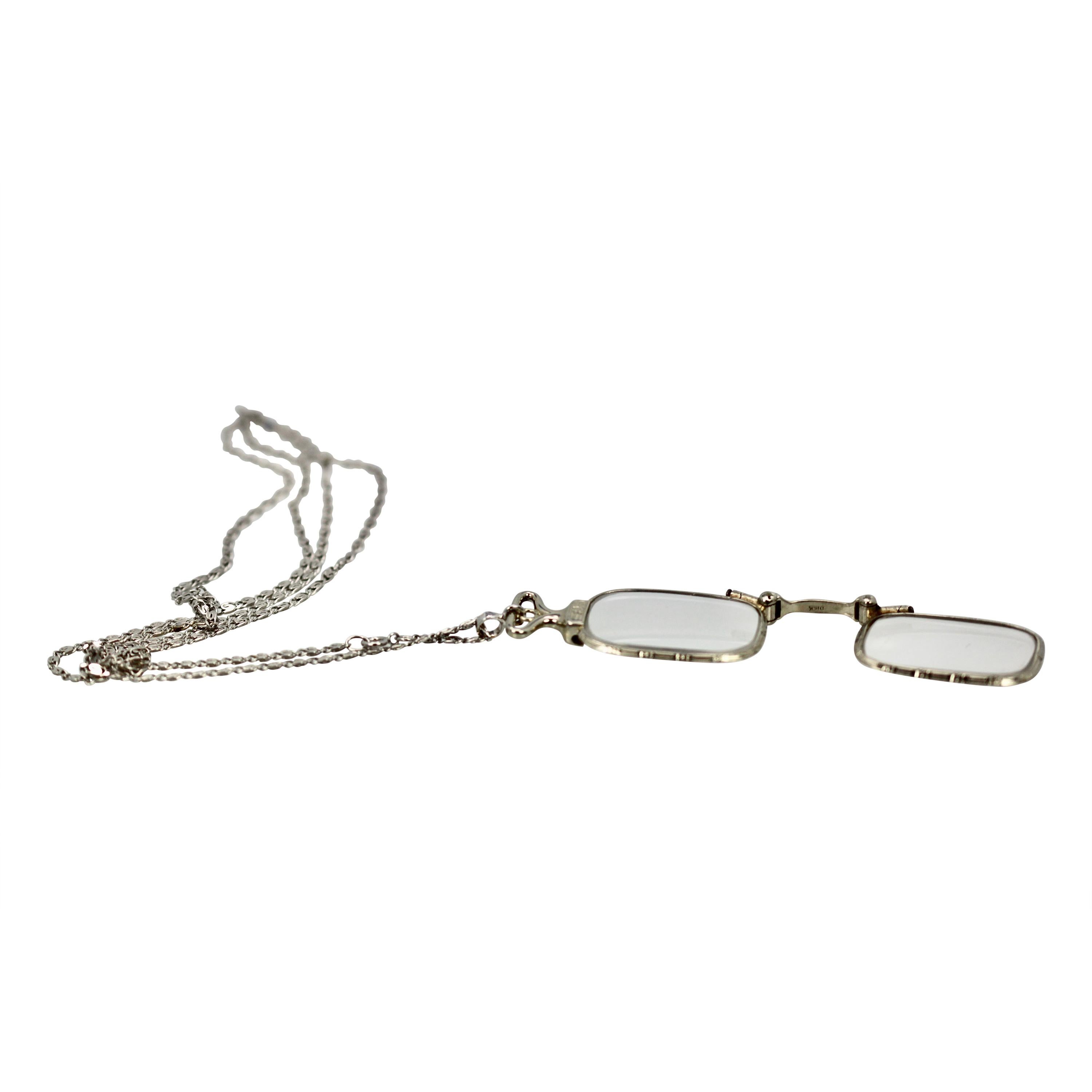 Art Deco Lorgnette with Chain For Sale