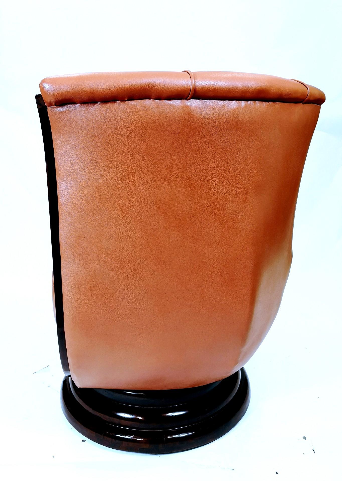 European Art Deco Lotus Shape Leatherette Armchair Pair from the 1930s For Sale