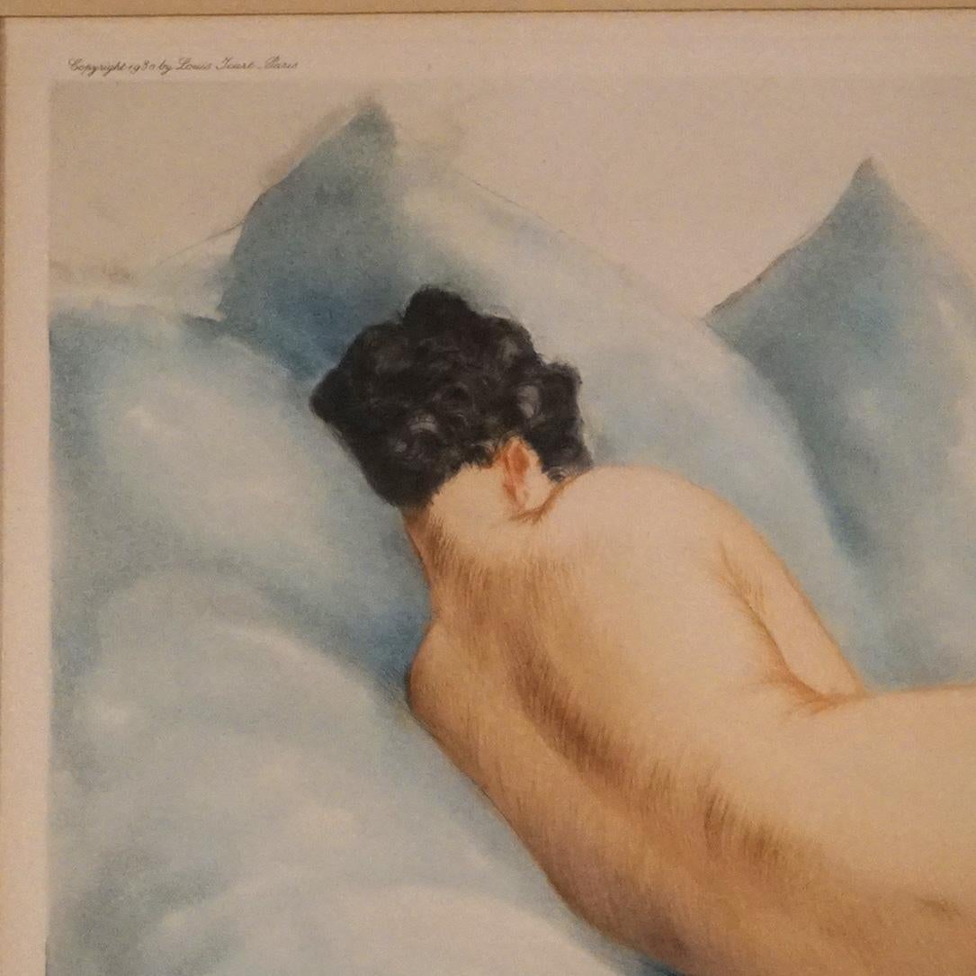 Art Deco Louis Icart Etching of Reclining Nude Woman. Framed and Signed Lower Right, C1920.

Measures - 19.5