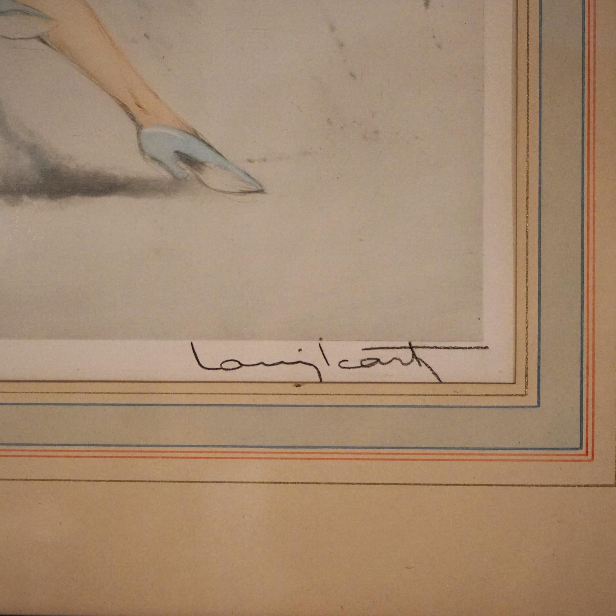 Paper Art Deco Louis Icart Etching of Reclining Nude Woman, Signed, C1920
