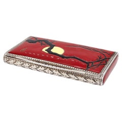 Art Deco Louis Kuppenheim Attributed Sterling Silver Enamel Japonisme Snuff Box